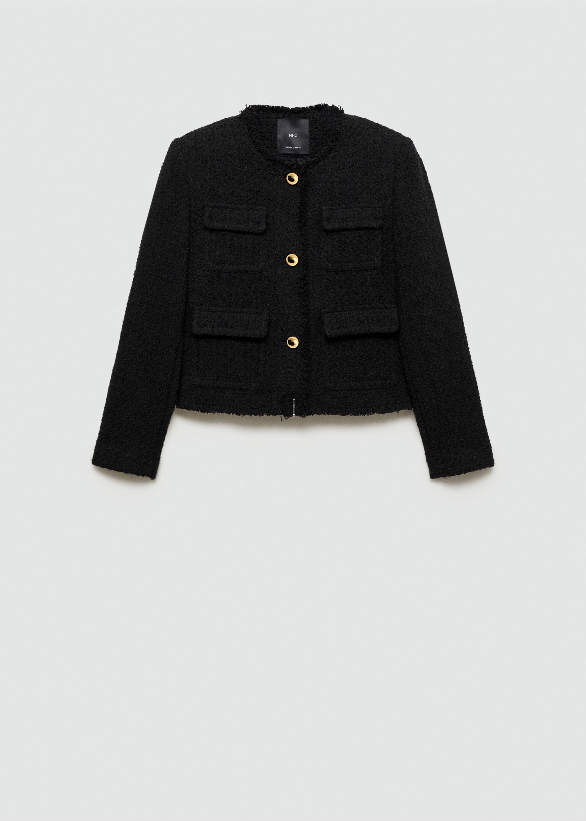Pocket tweed jacket - Article without model, Black. Ref: 77074067-00.