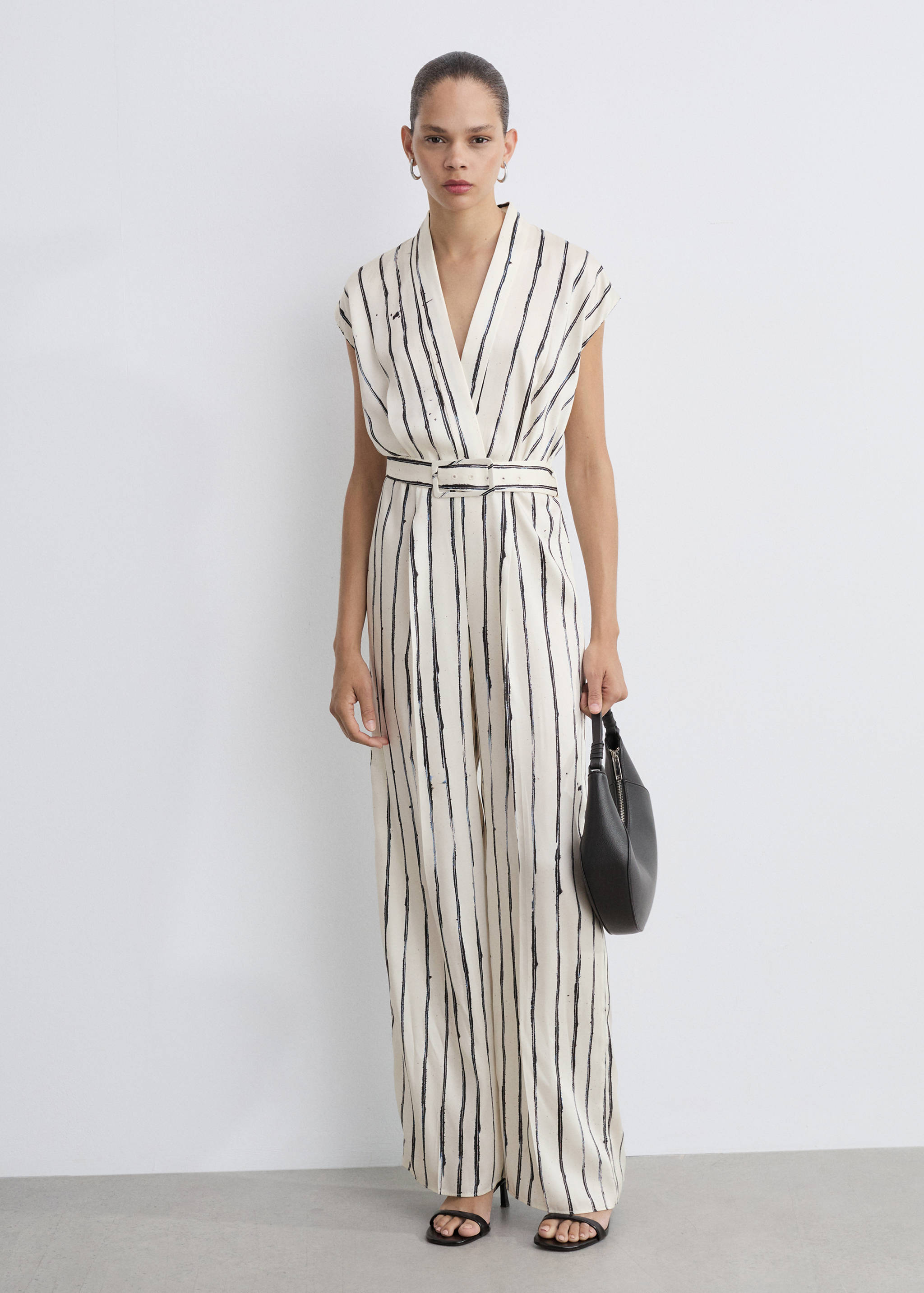 Striped satin jumpsuit - General plane
