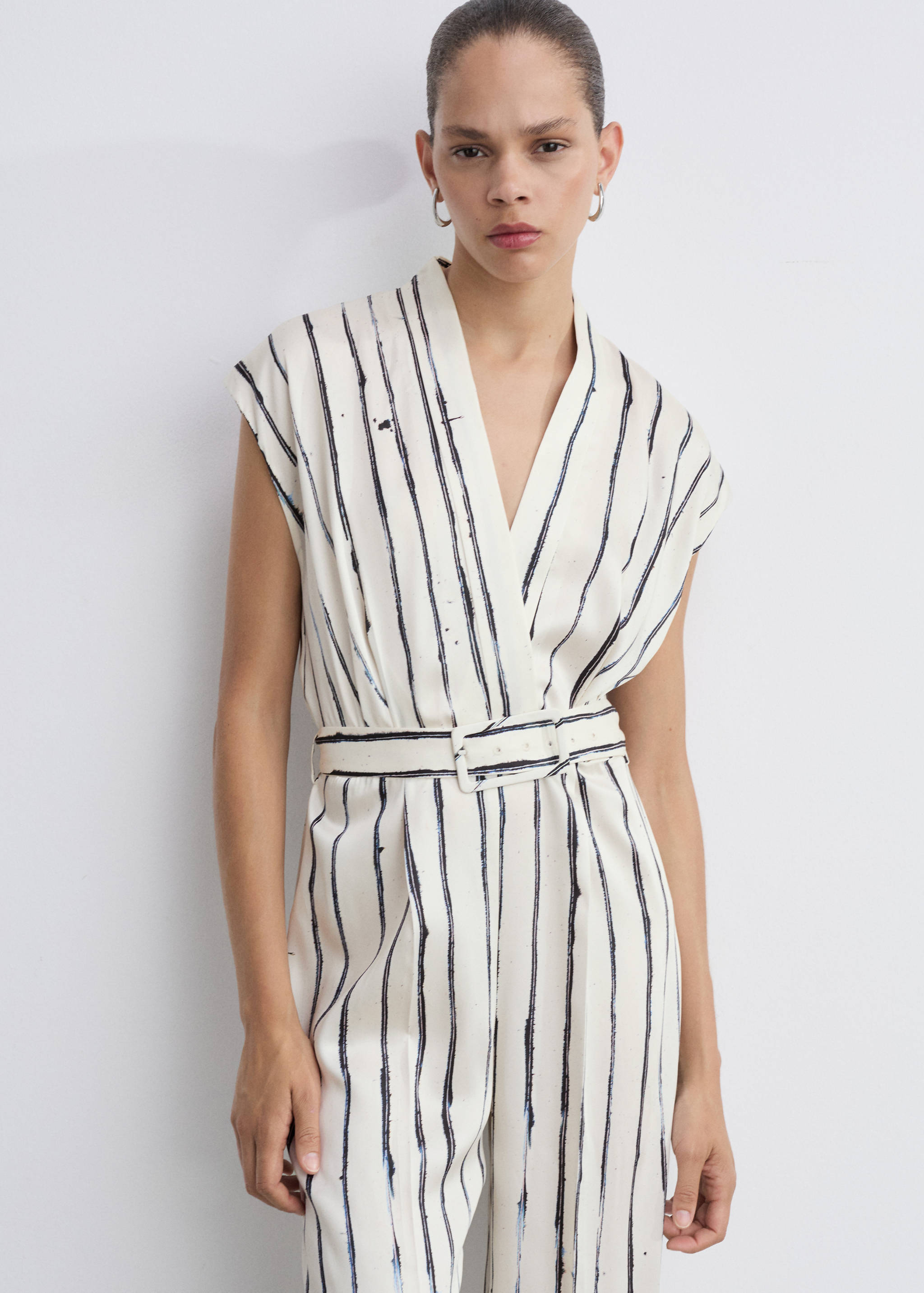 Striped satin jumpsuit - Medium plane