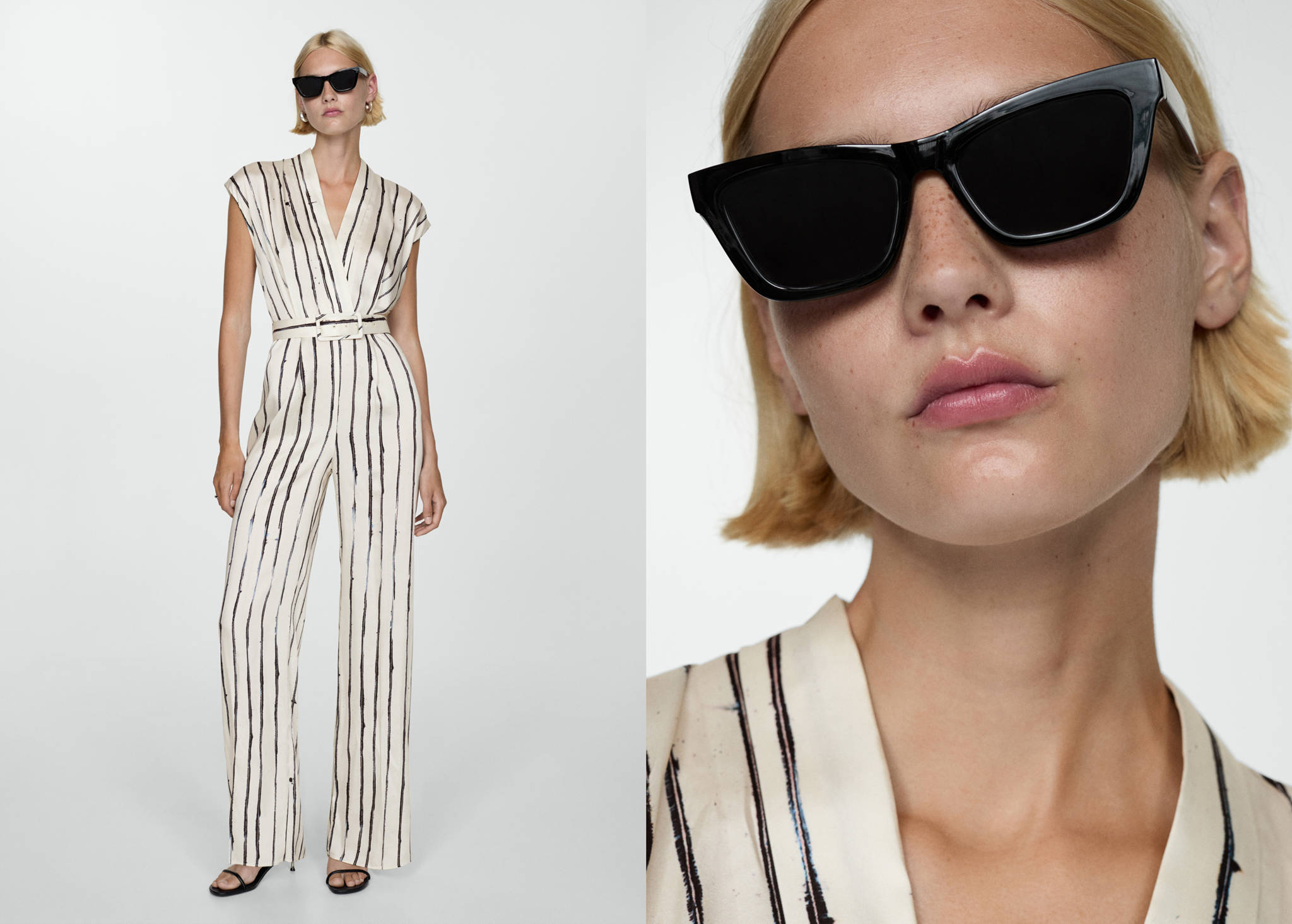 Striped satin jumpsuit - Panoramic plane
