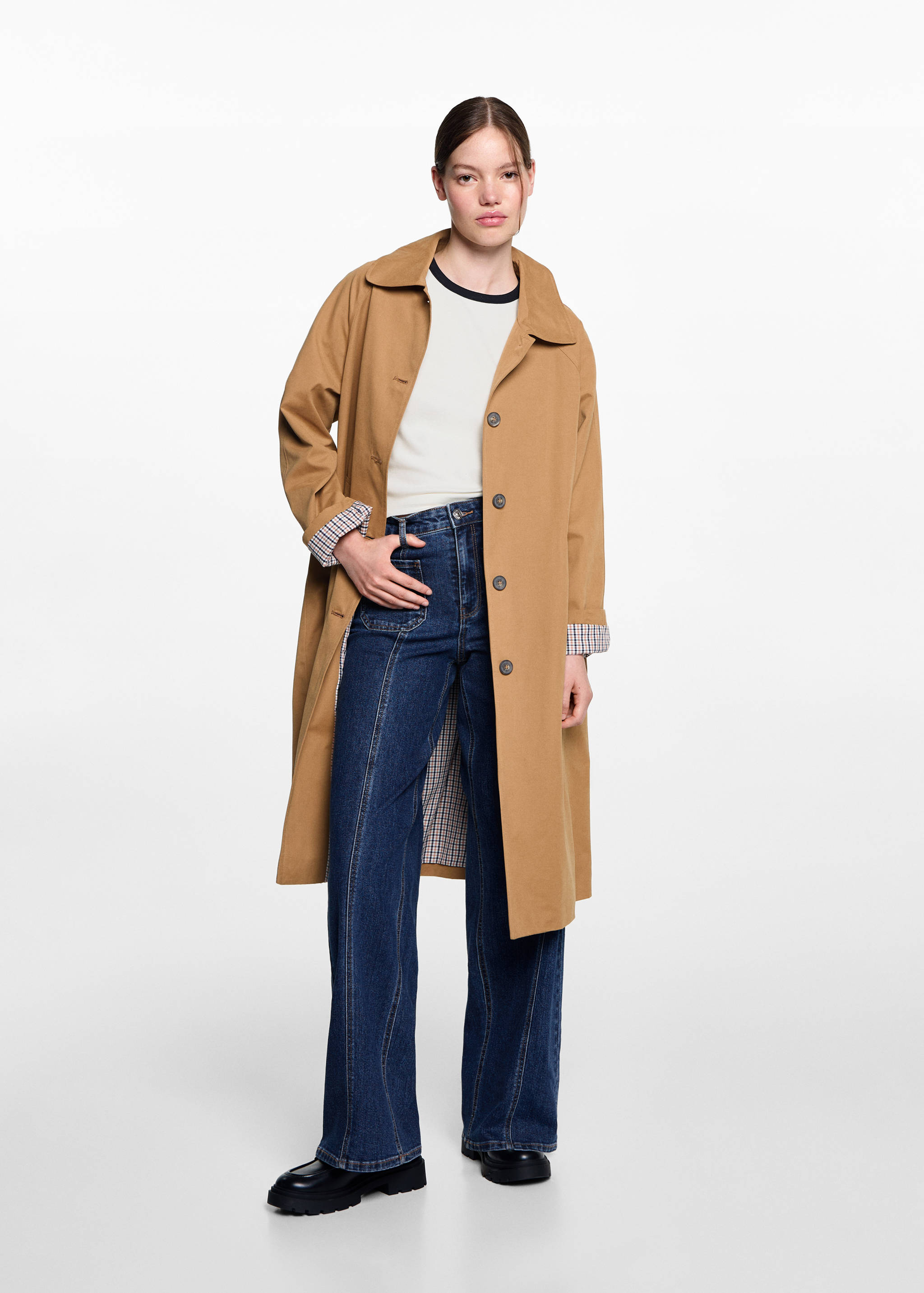 Wideleg jeans with decorative seams - General plane