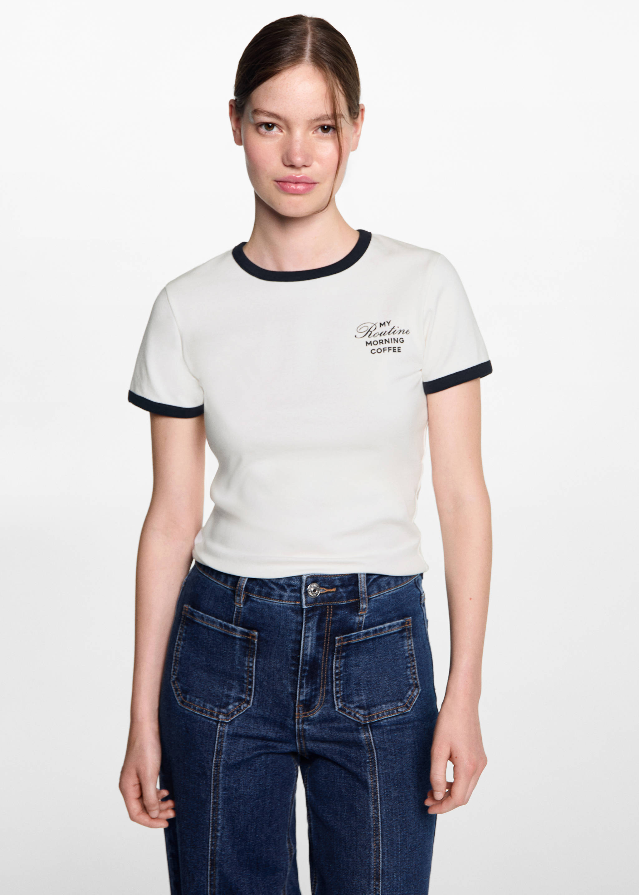 Wideleg jeans with decorative seams - Medium plane