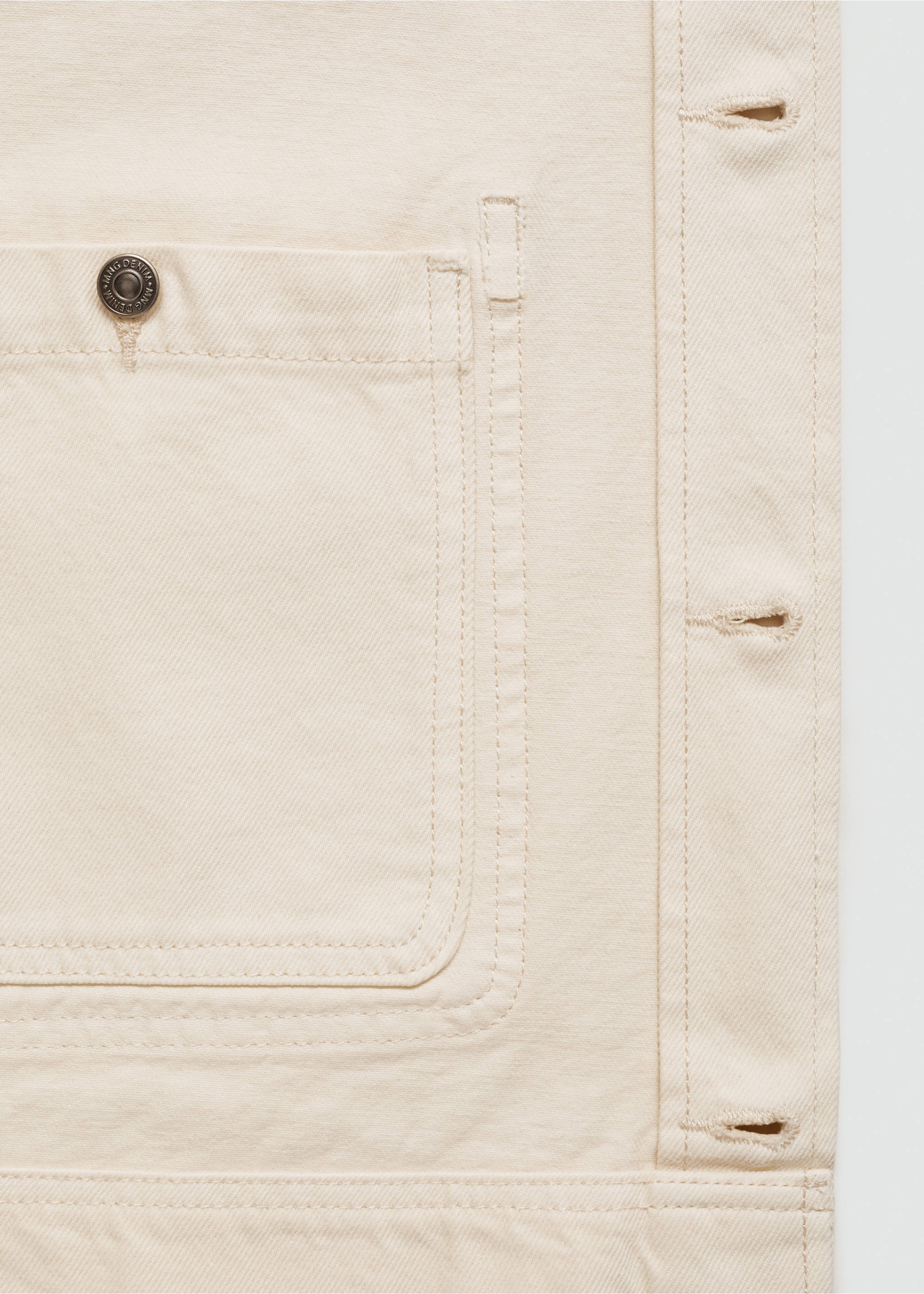 Denim overshirt pockets - Details of the article 0, Ecru. Ref: 77074439-00.