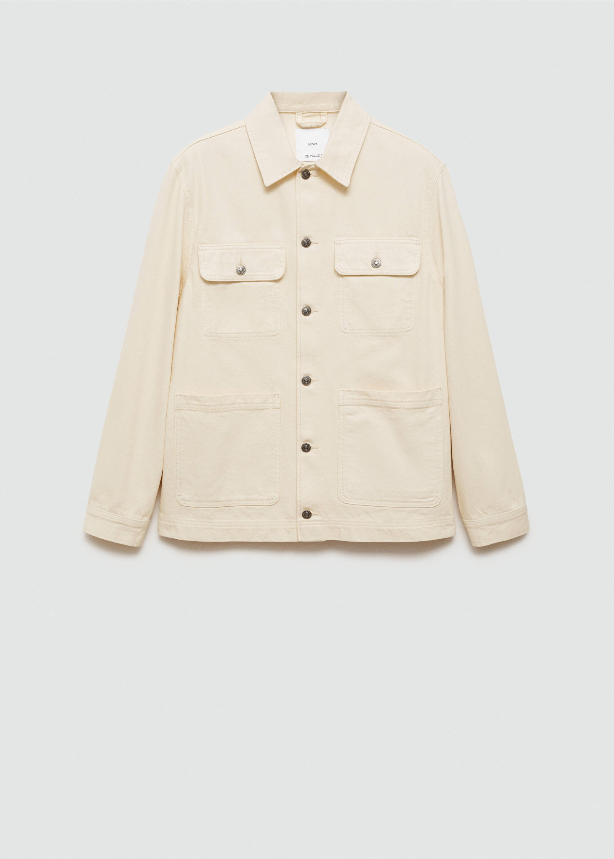 Denim overshirt pockets - Article without model, Ecru. Ref: 77074439-00.