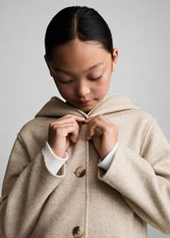 Hooded button coat — Beige 4