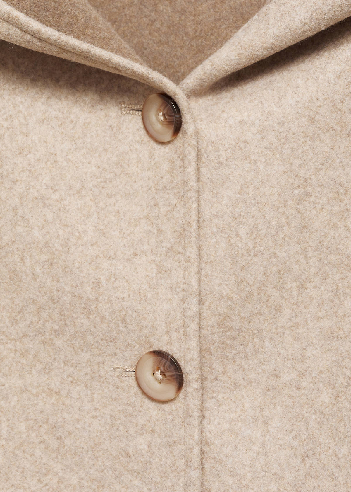 Hooded button coat — Beige
