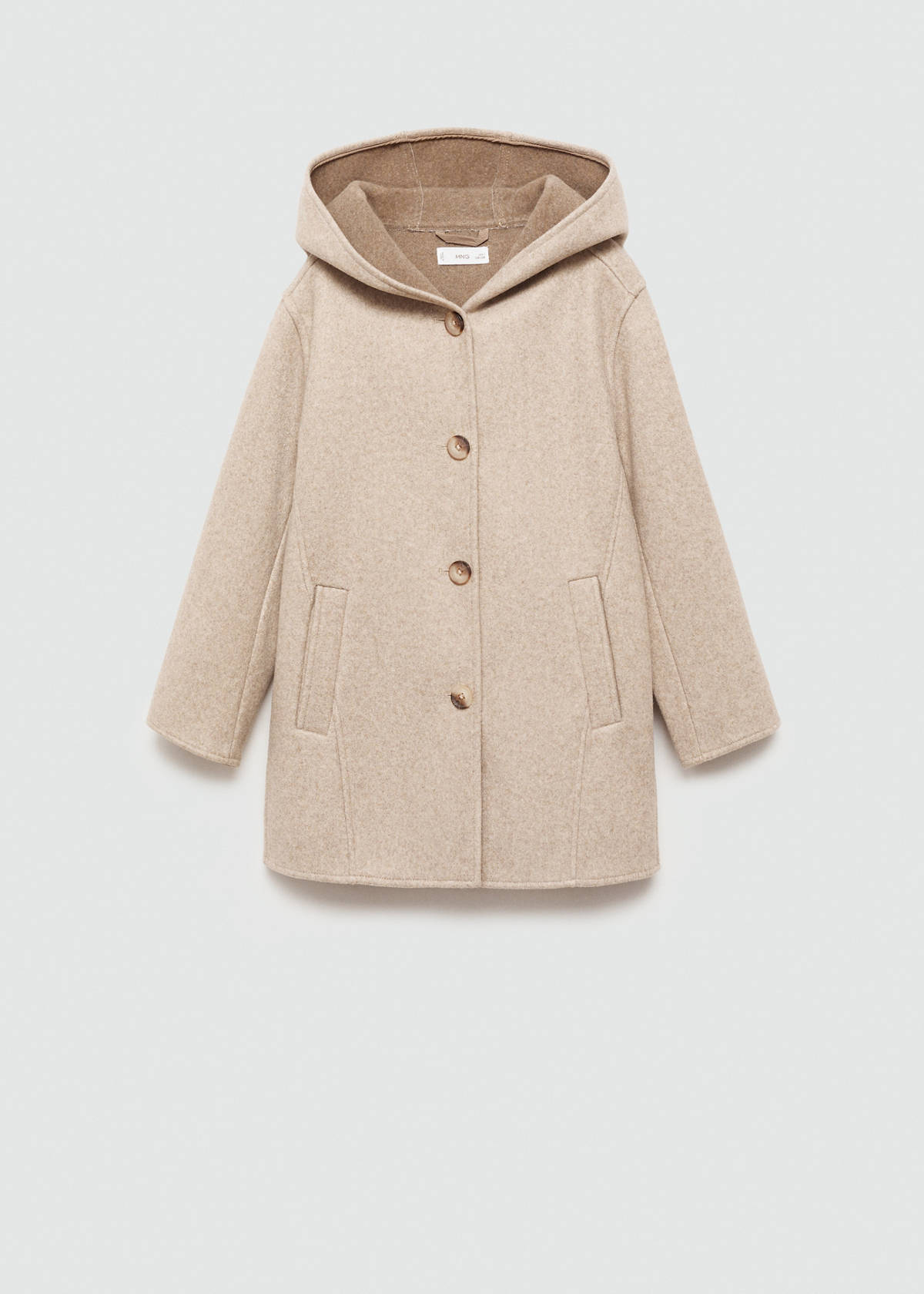 Hooded button coat — Beige