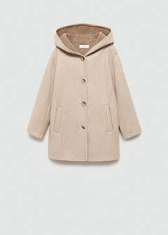 Hooded button coat — Beige 3