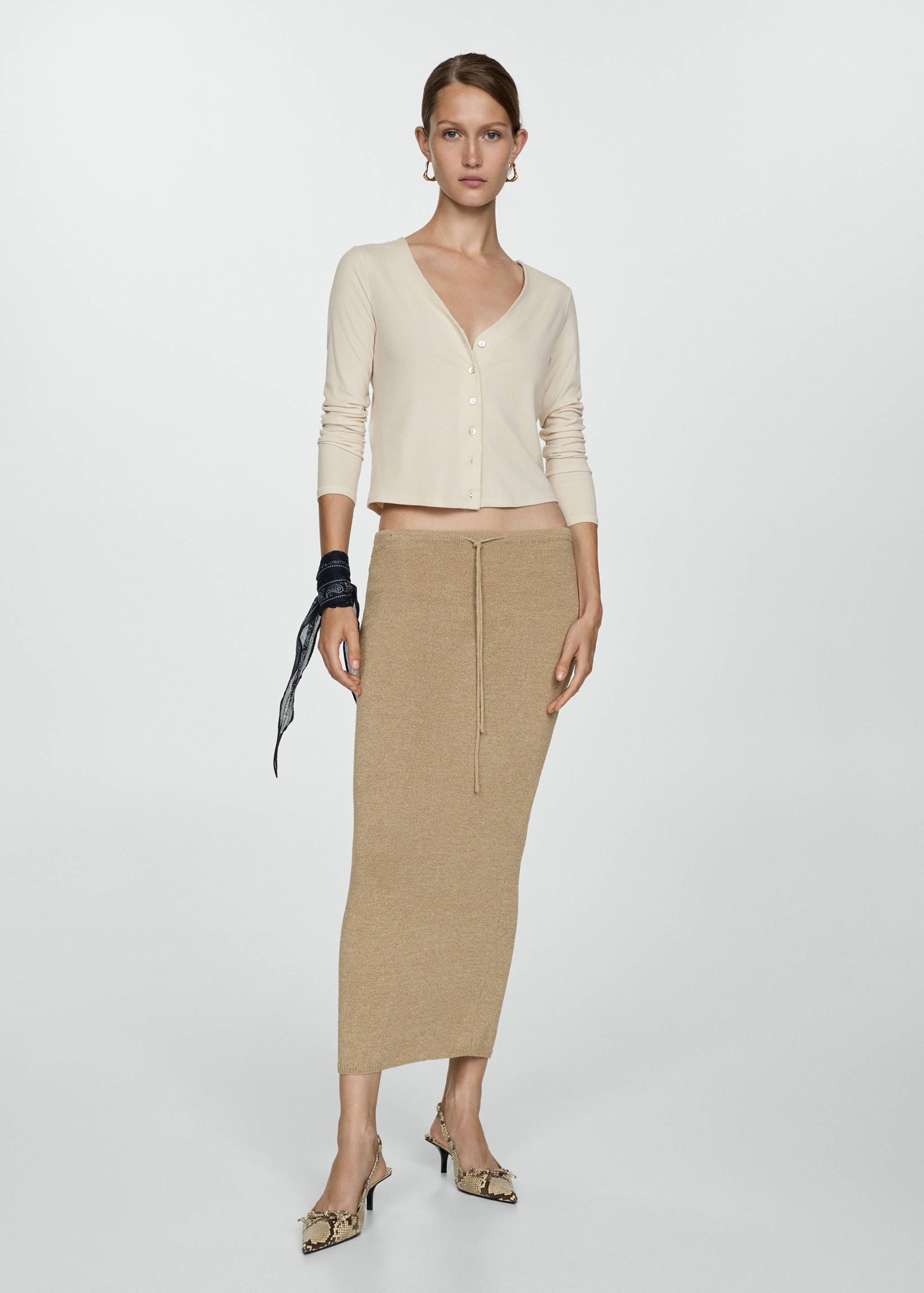 Buttoned lyocell t-shirt - General plane