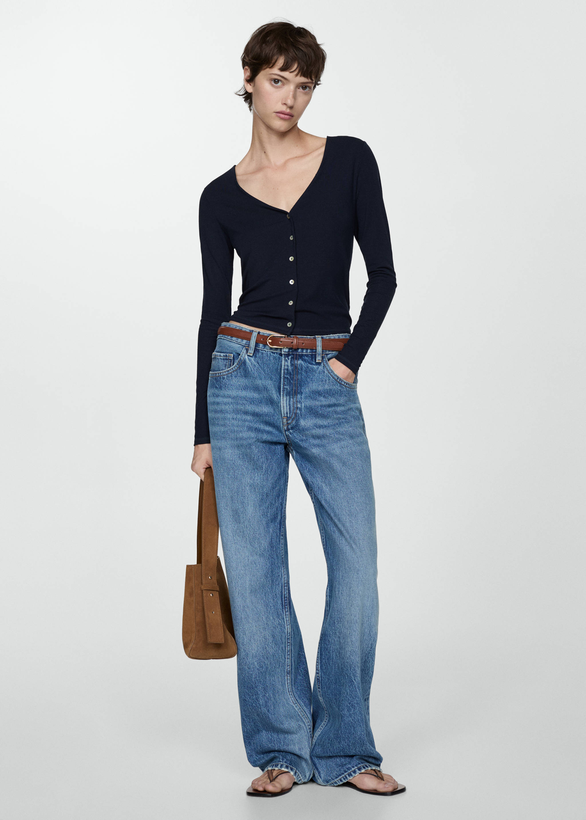 Buttoned lyocell t-shirt - General plane