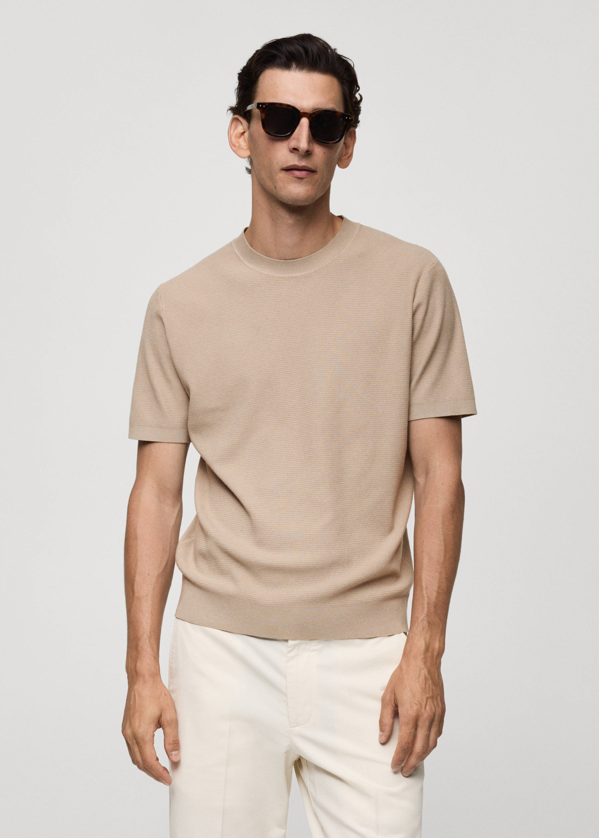 Structured knitted t-shirt - Medium plane