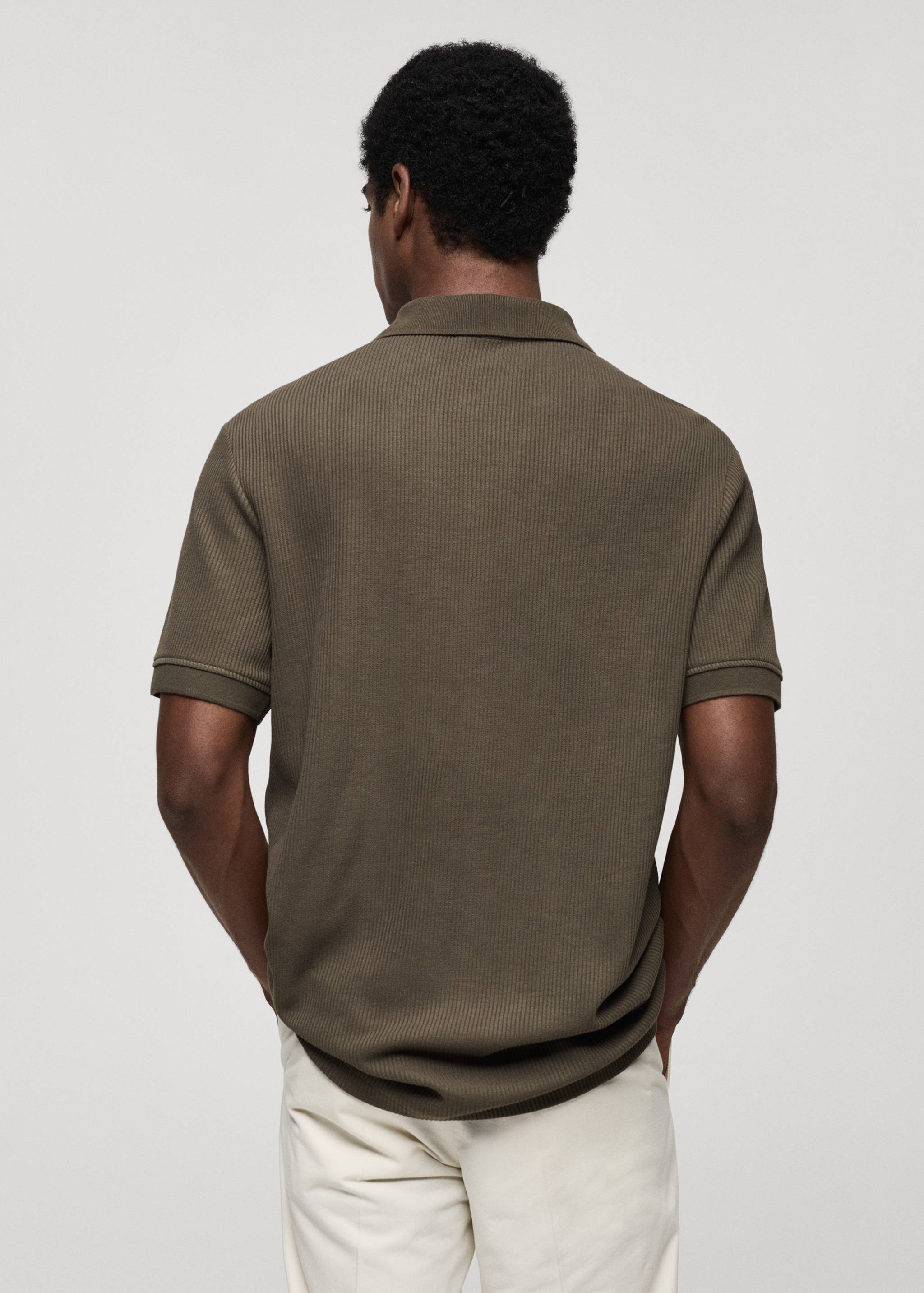 Ribbed cotton knitted polo shirt - Reverse of the article