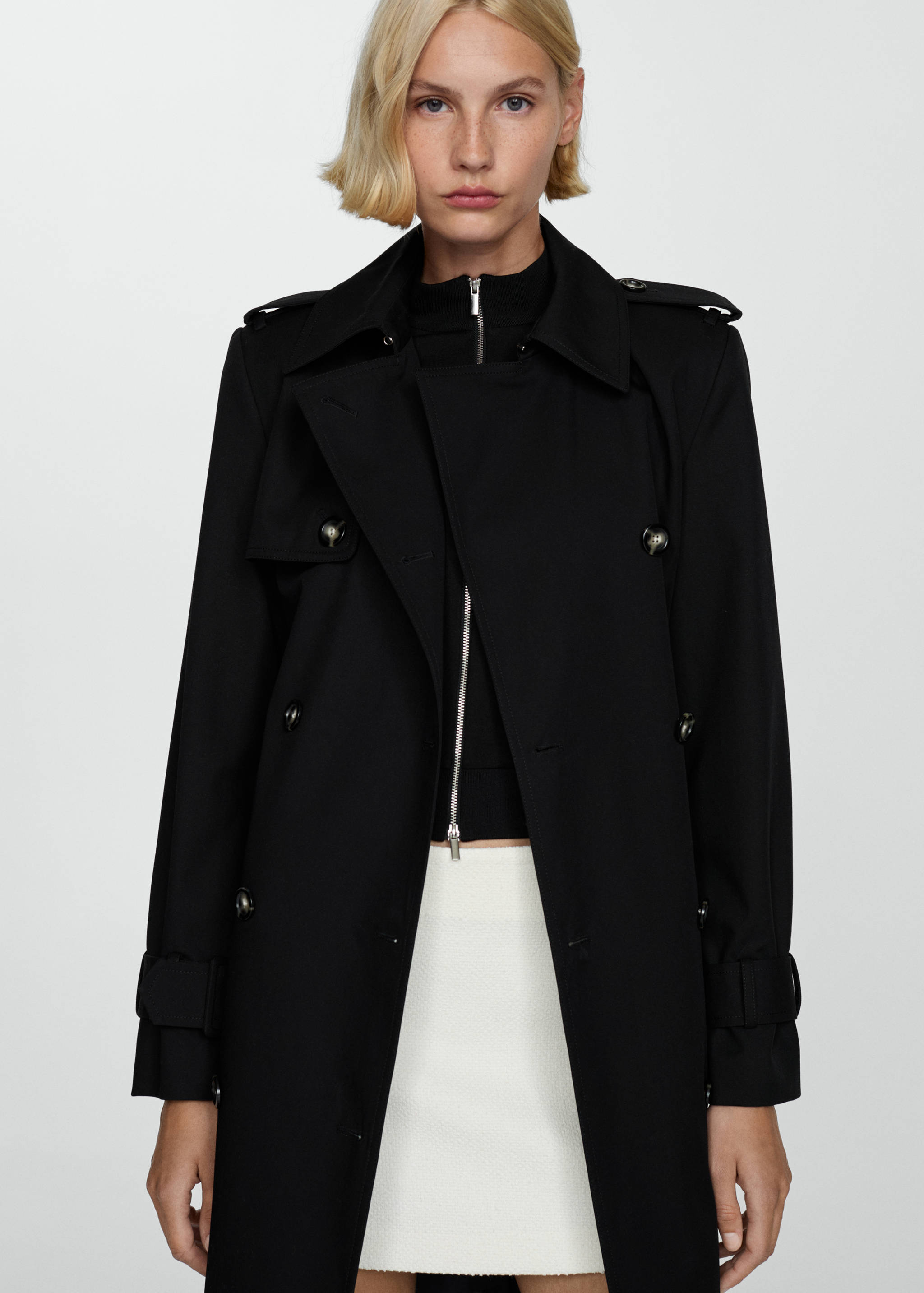 Double-breasted cotton trench coat - Medium plane