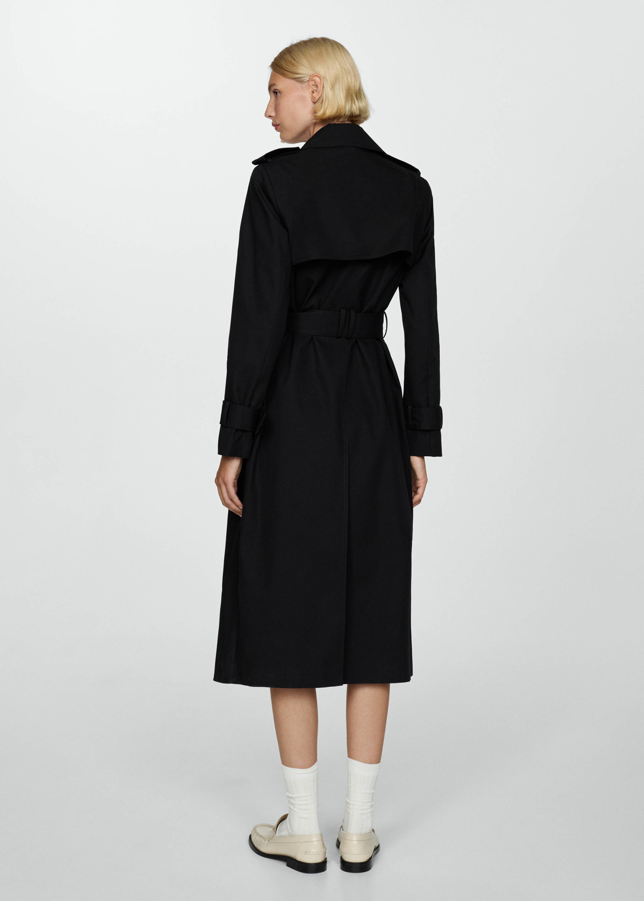 Double-breasted cotton trench coat - Reverse of the article