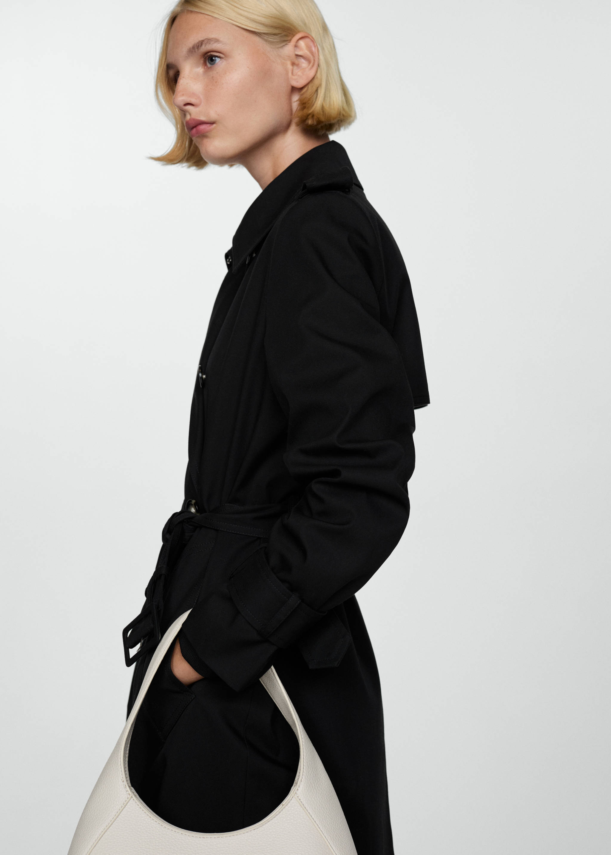 Double-breasted cotton trench coat - Details of the article 1