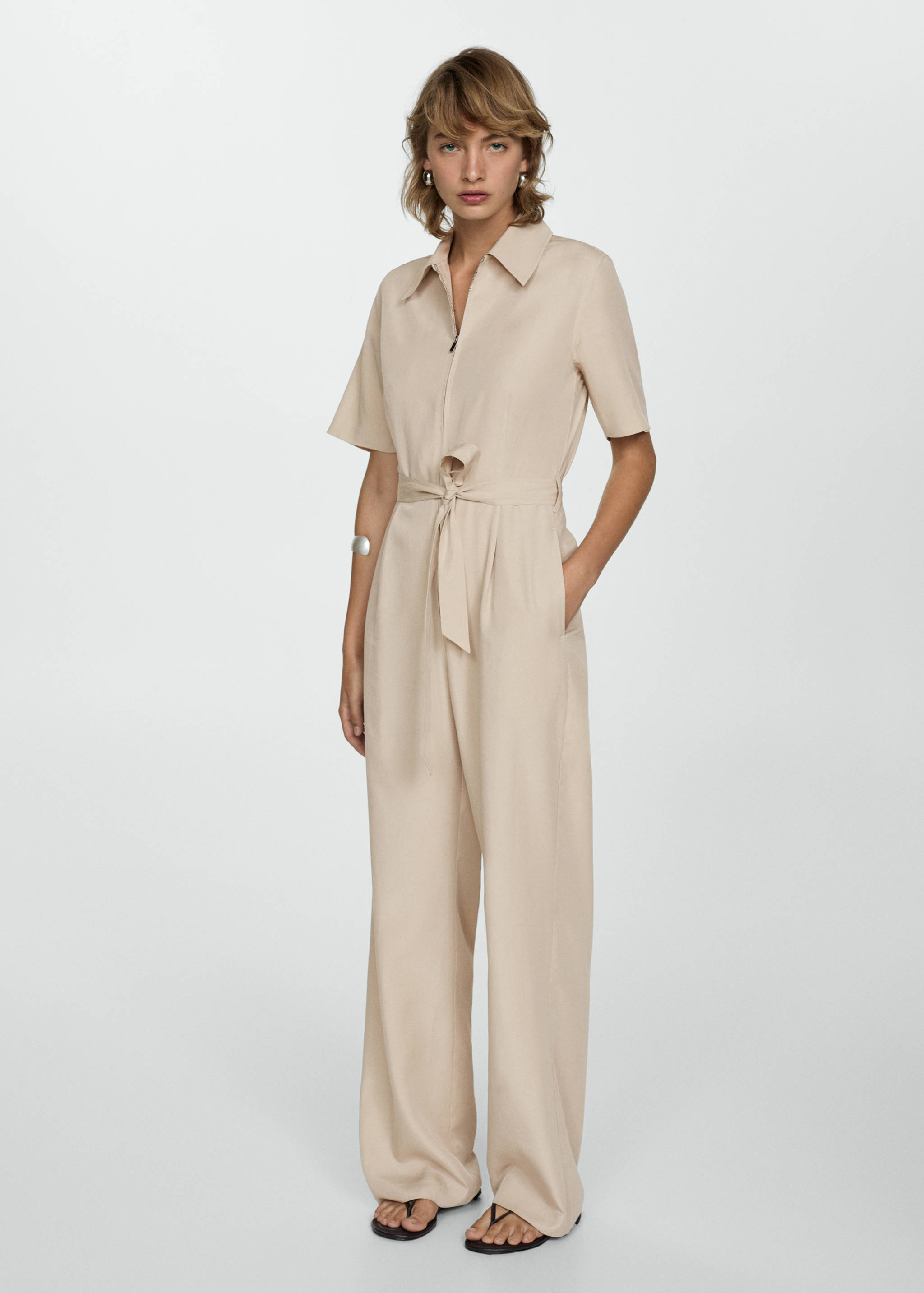 Lyocell shirt-collar jumpsuit - General plane