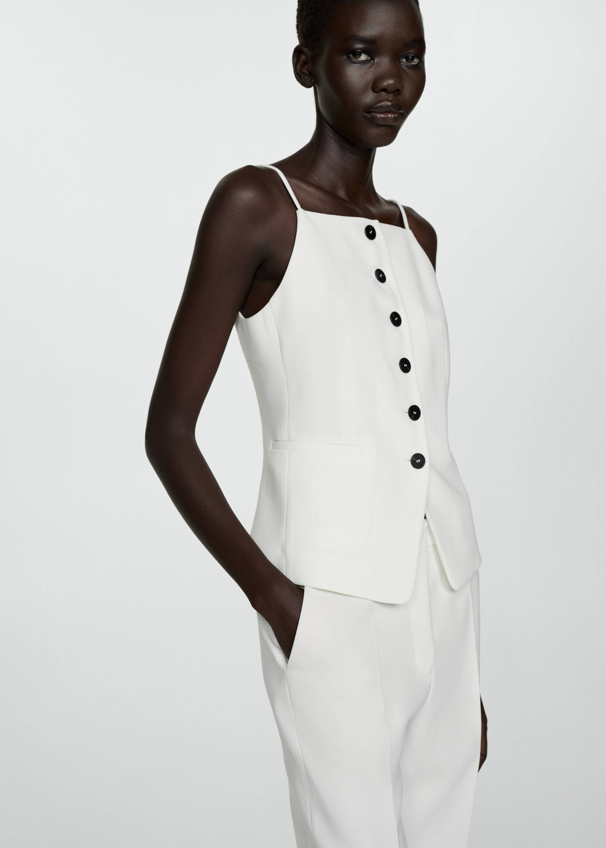 Halter-neck gilet with buttons - Medium plane