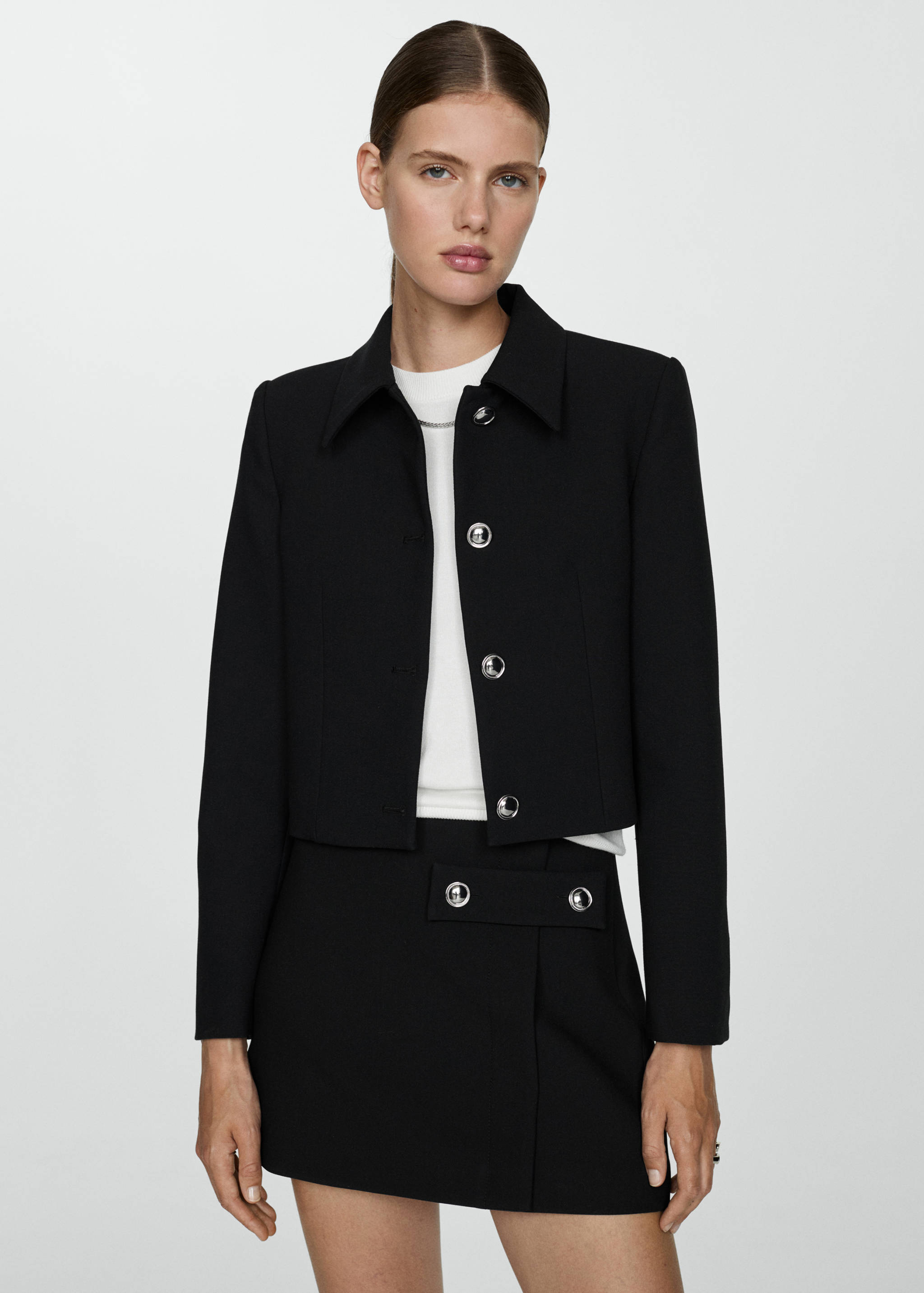 Buttoned cropped jacket - Medium plane