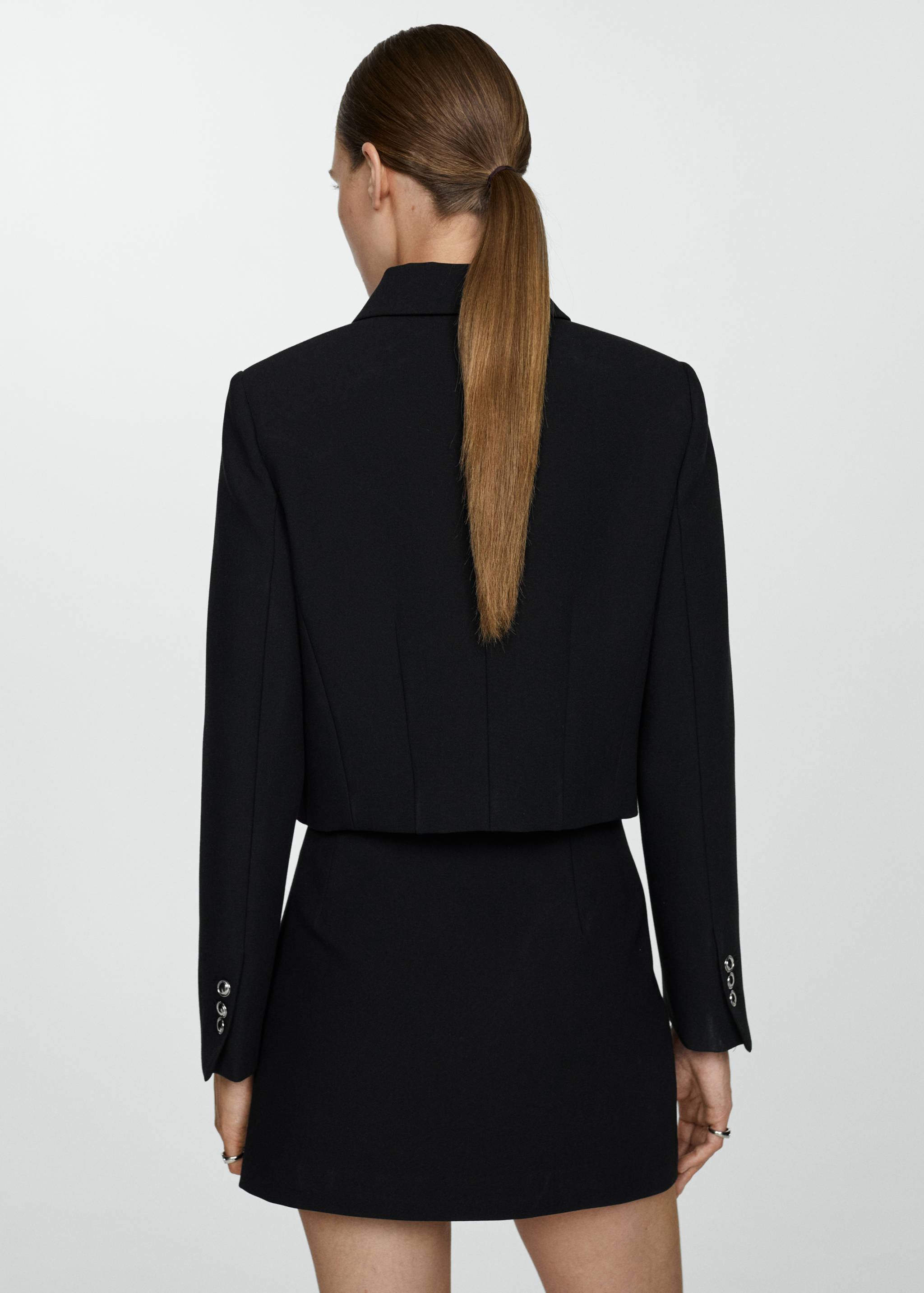 Buttoned cropped jacket - Reverse of the article