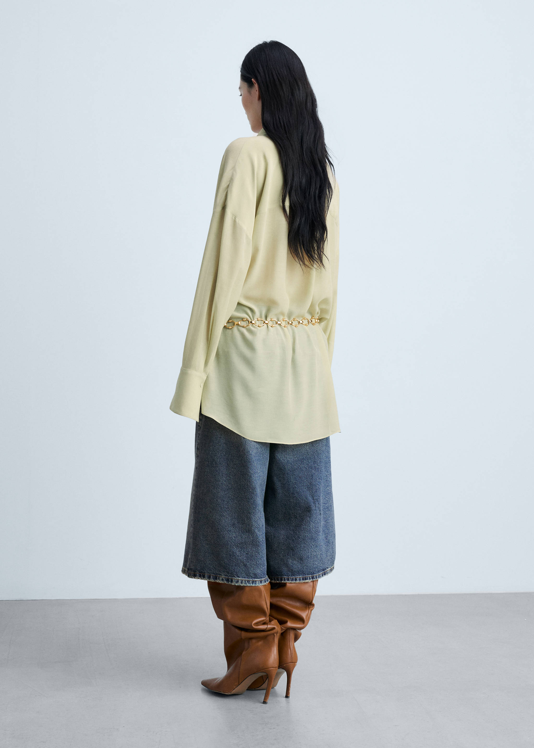 Shirt with ruffles and crossover fastening - Reverse of the article