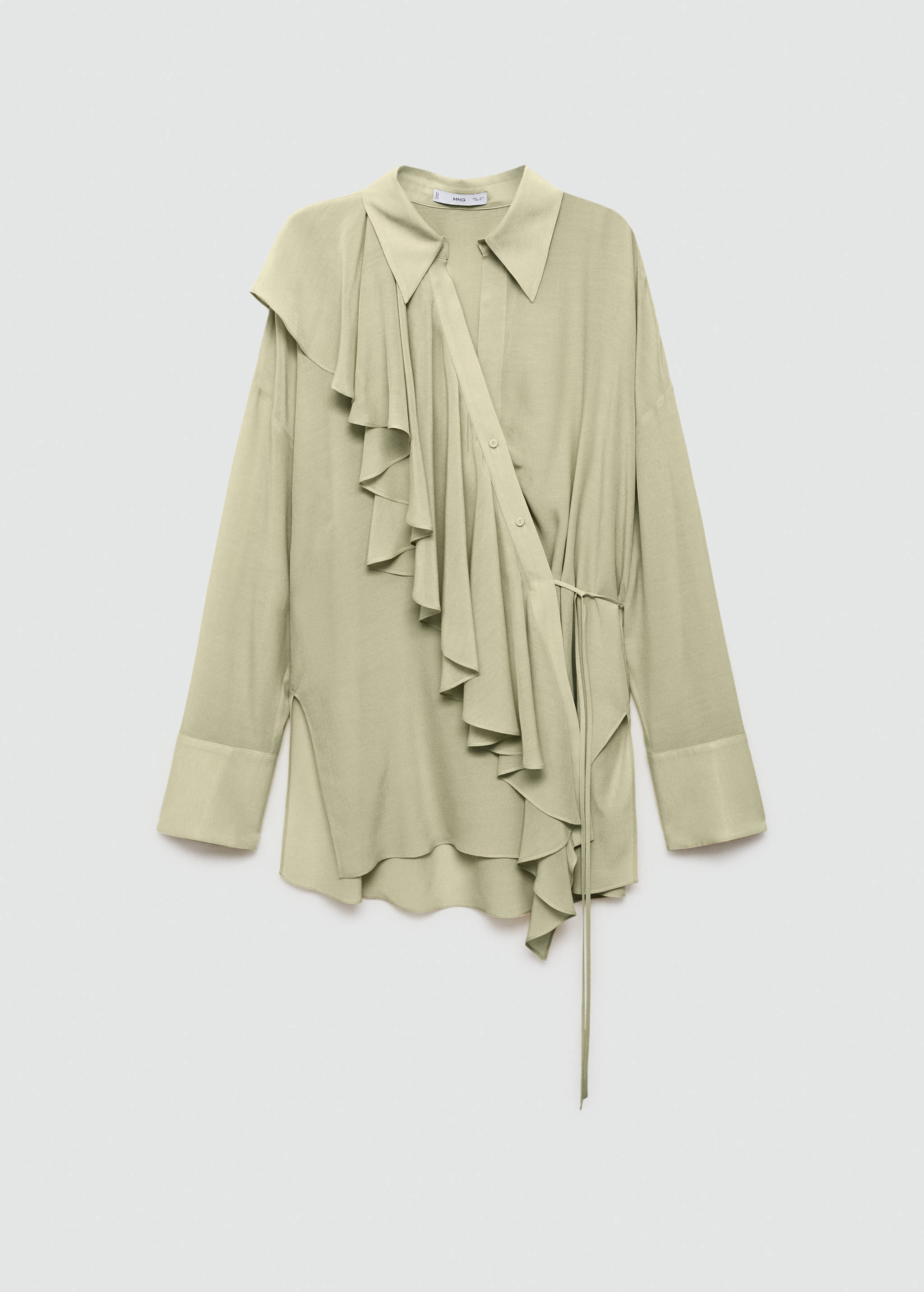 Shirt with ruffles and crossover fastening - Article without model