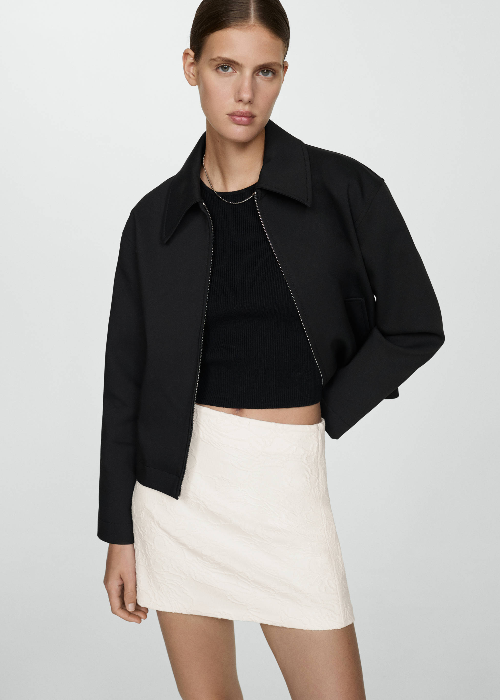 Textured straight-fit mini-skirt - Medium plane