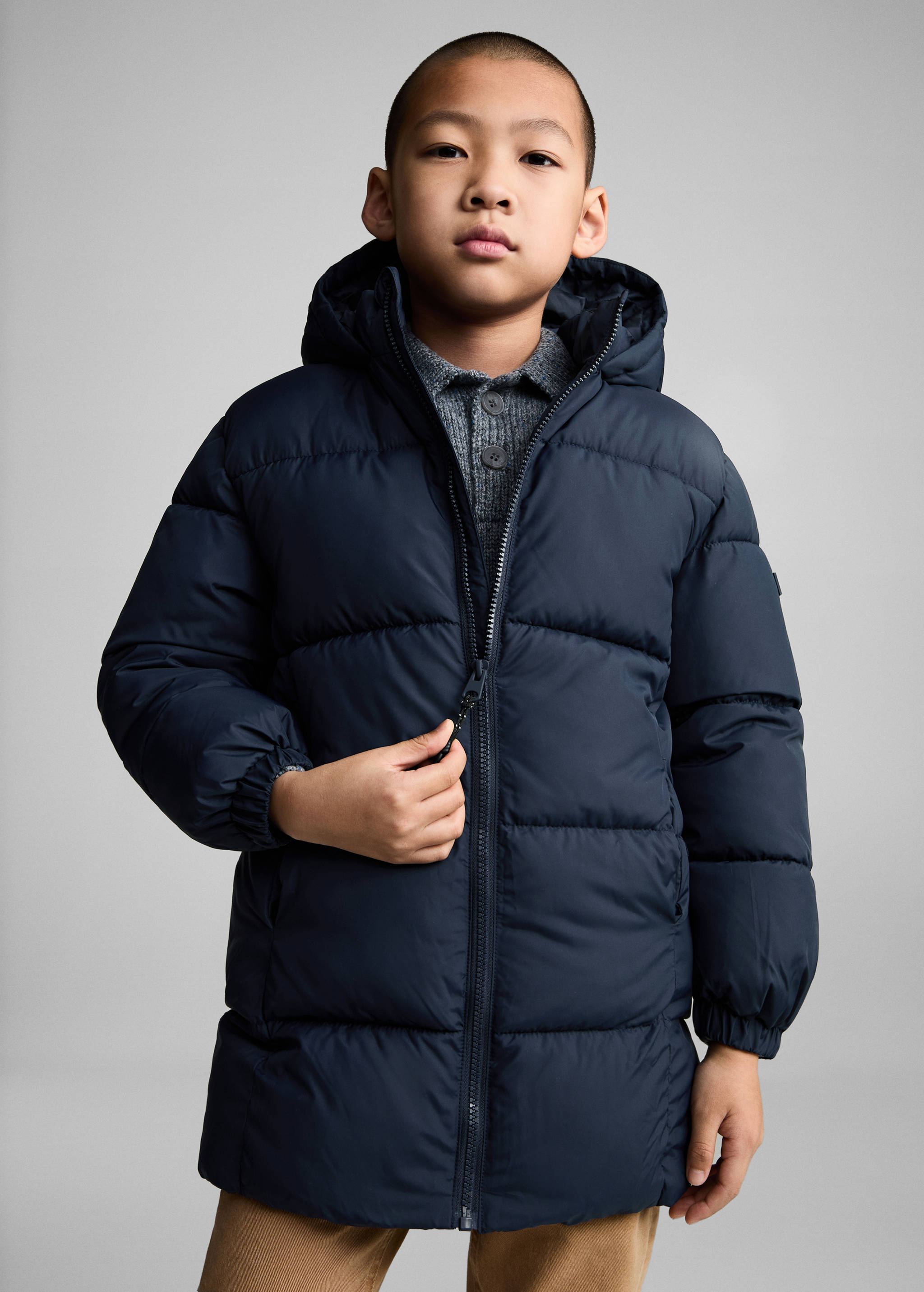 Quilted long coat - Medium plane
