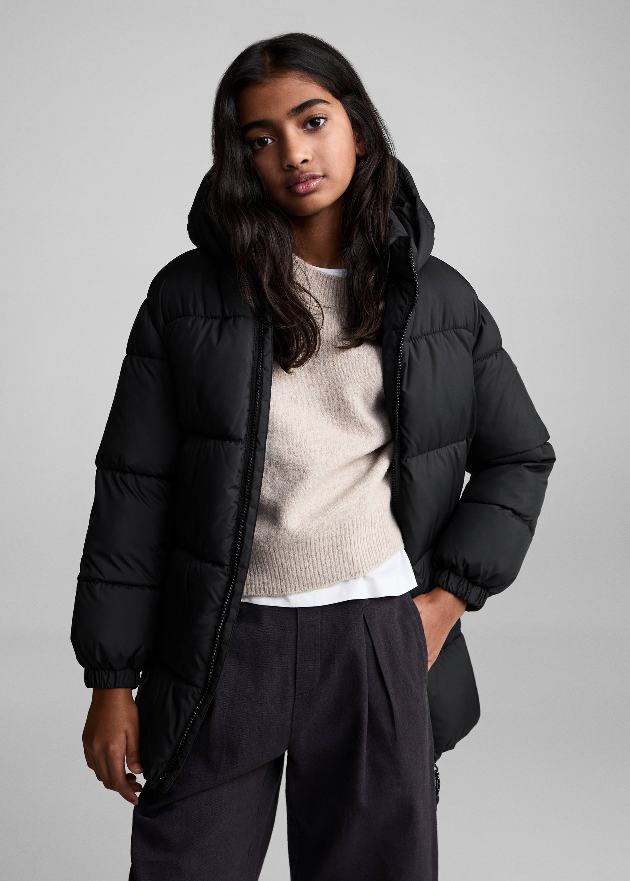 Quilted long coat - Medium plane