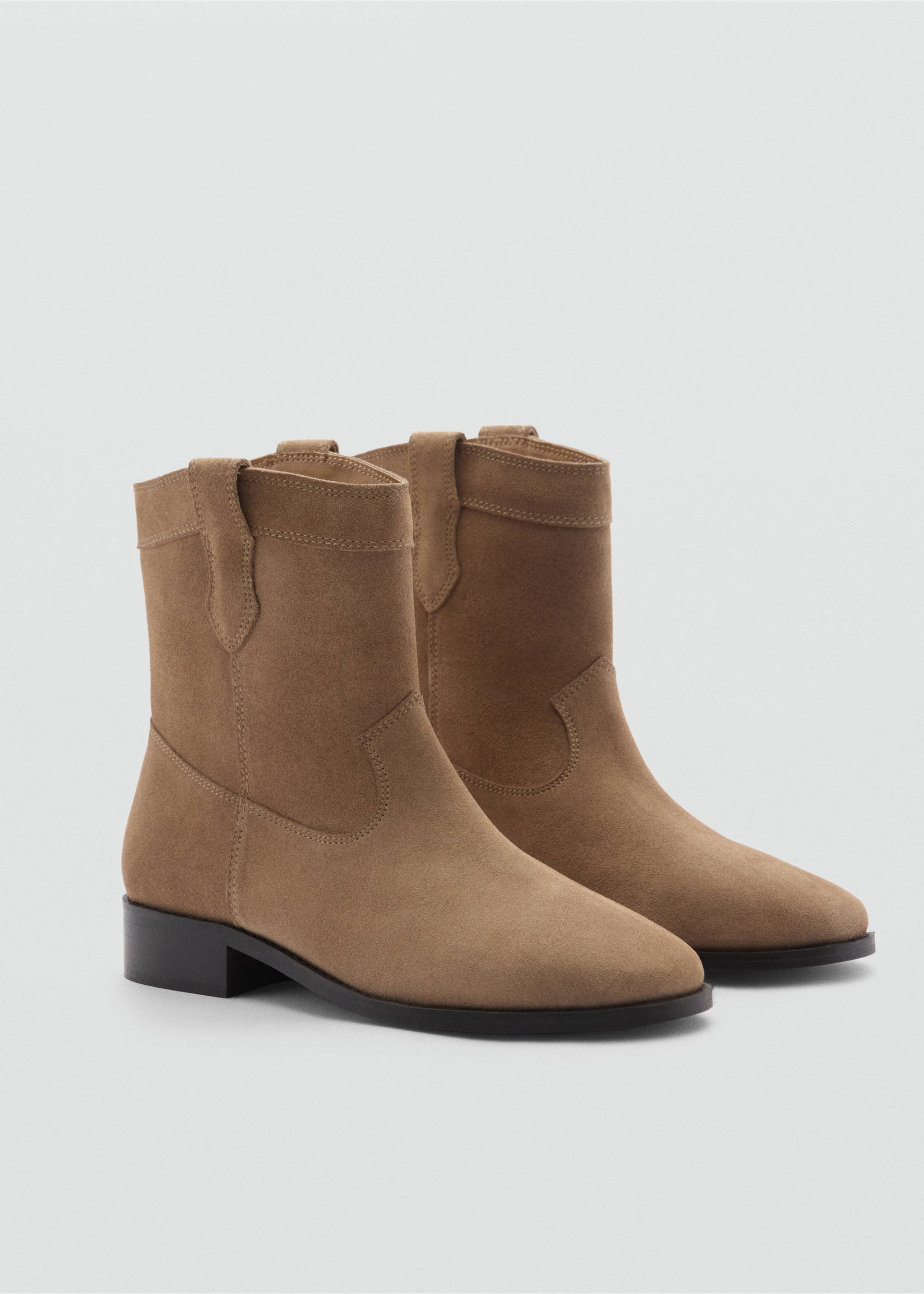 Flat leather ankle boots - Medium plane, Medium Brown. Ref: 77075147-00.