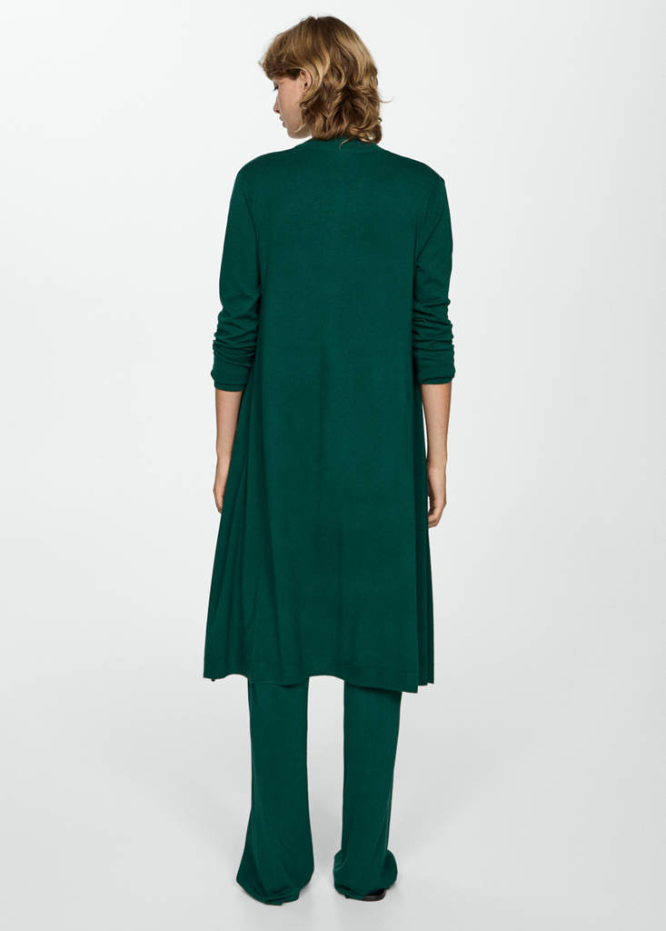Fine knit long cardigan — Dark Green