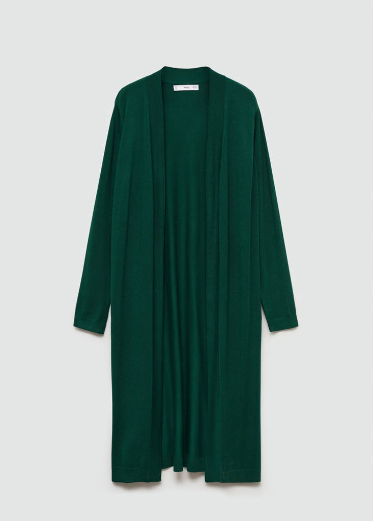 Fine knit long cardigan — Dark Green