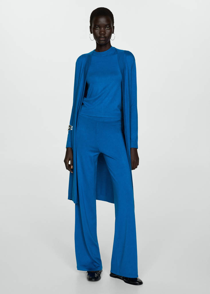 Fine knit long cardigan — Vibrant blue