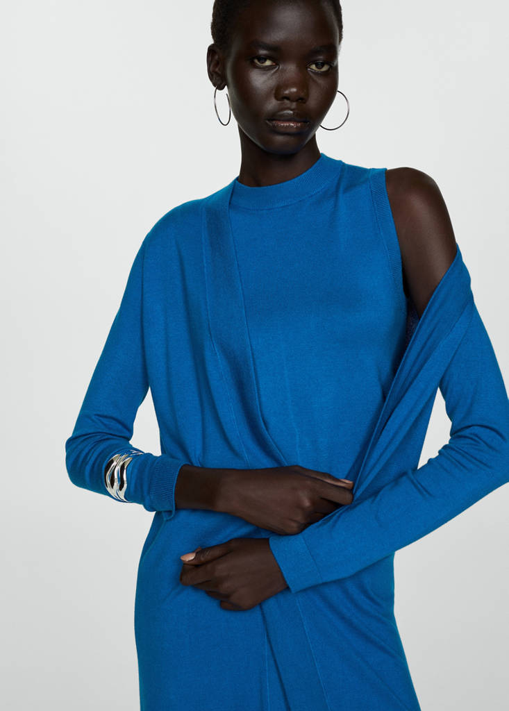 Fine knit long cardigan — Vibrant blue