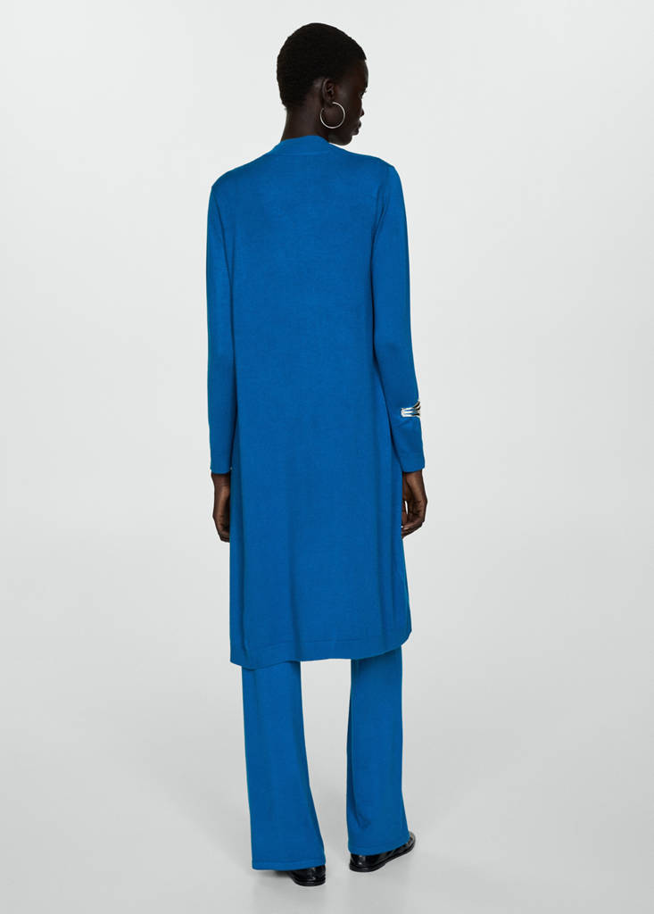 Fine knit long cardigan — Vibrant blue