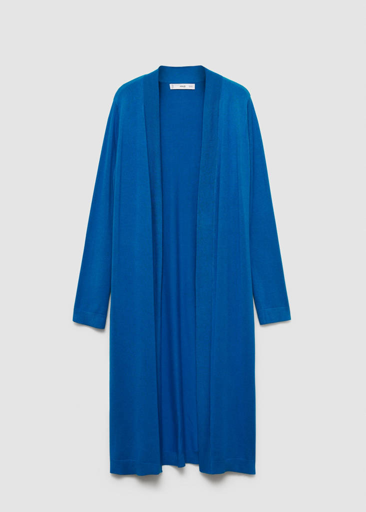 Fine knit long cardigan — Vibrant blue