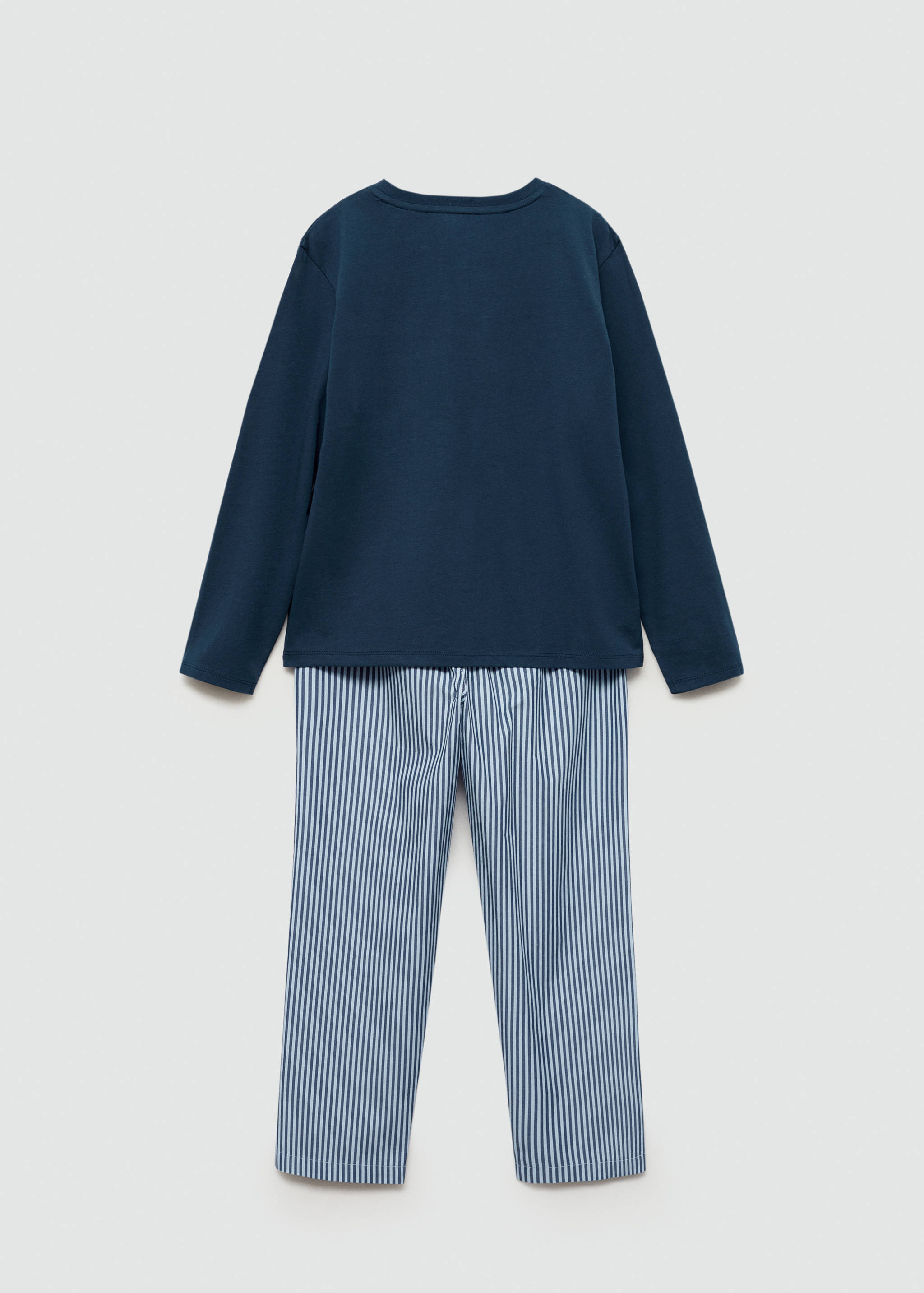 条纹棉质长款睡衣 - null