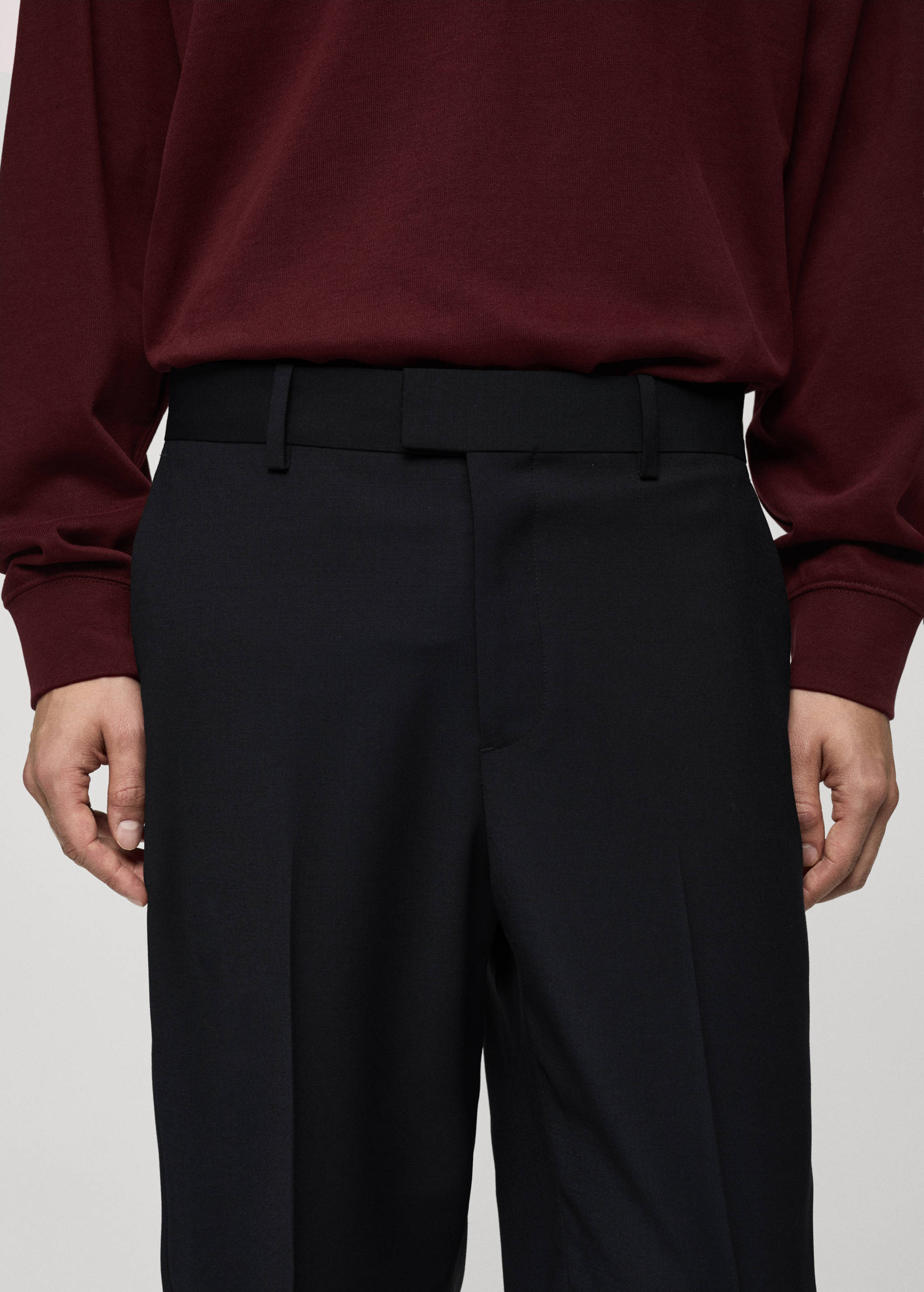 Regular-fit wool-blend suit trousers - Details of the article 1