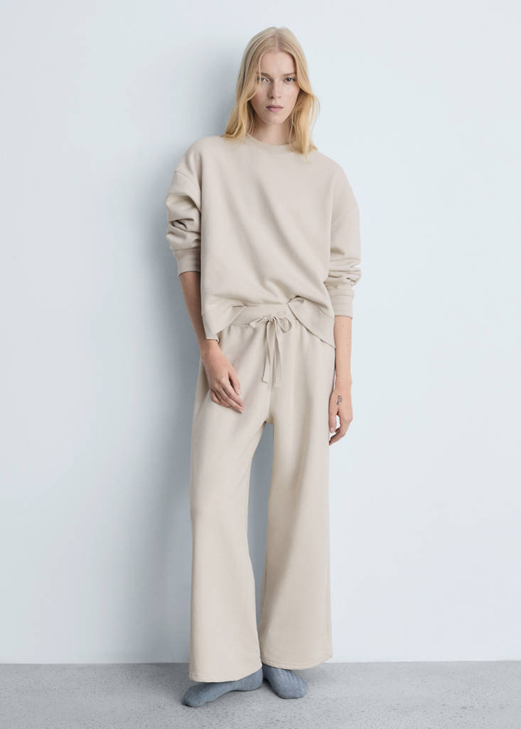 Plush cotton sweatshirt — Sand