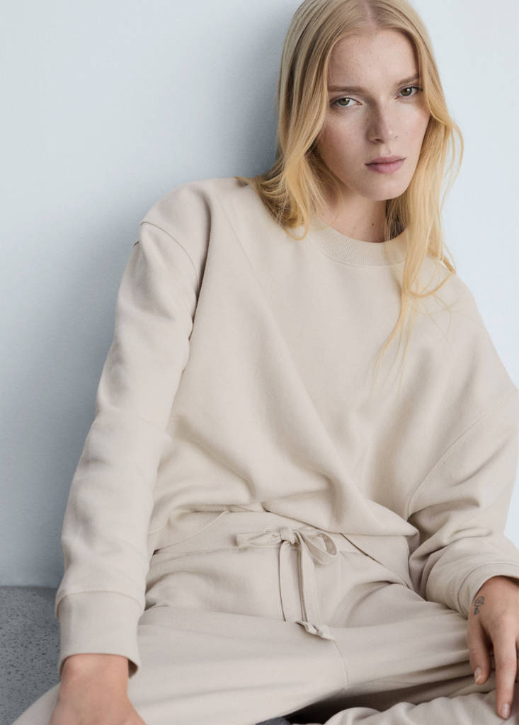Plush cotton sweatshirt — Sand