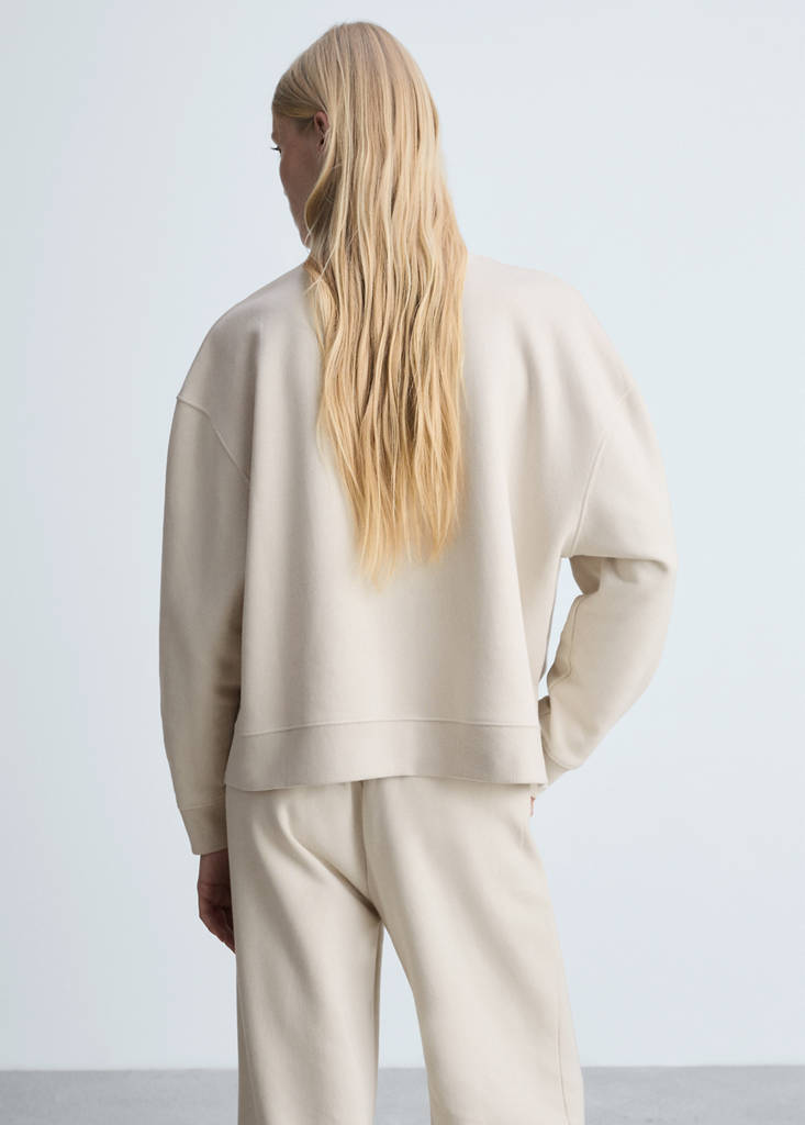 Plush cotton sweatshirt — Sand