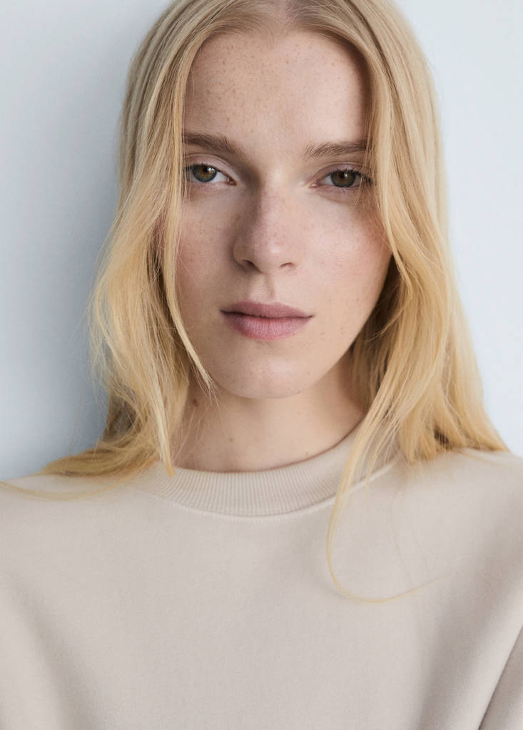 Plush cotton sweatshirt — Sand
