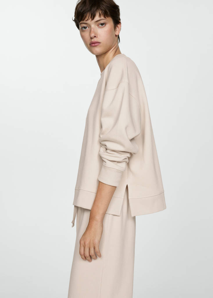 Plush cotton sweatshirt — Sand