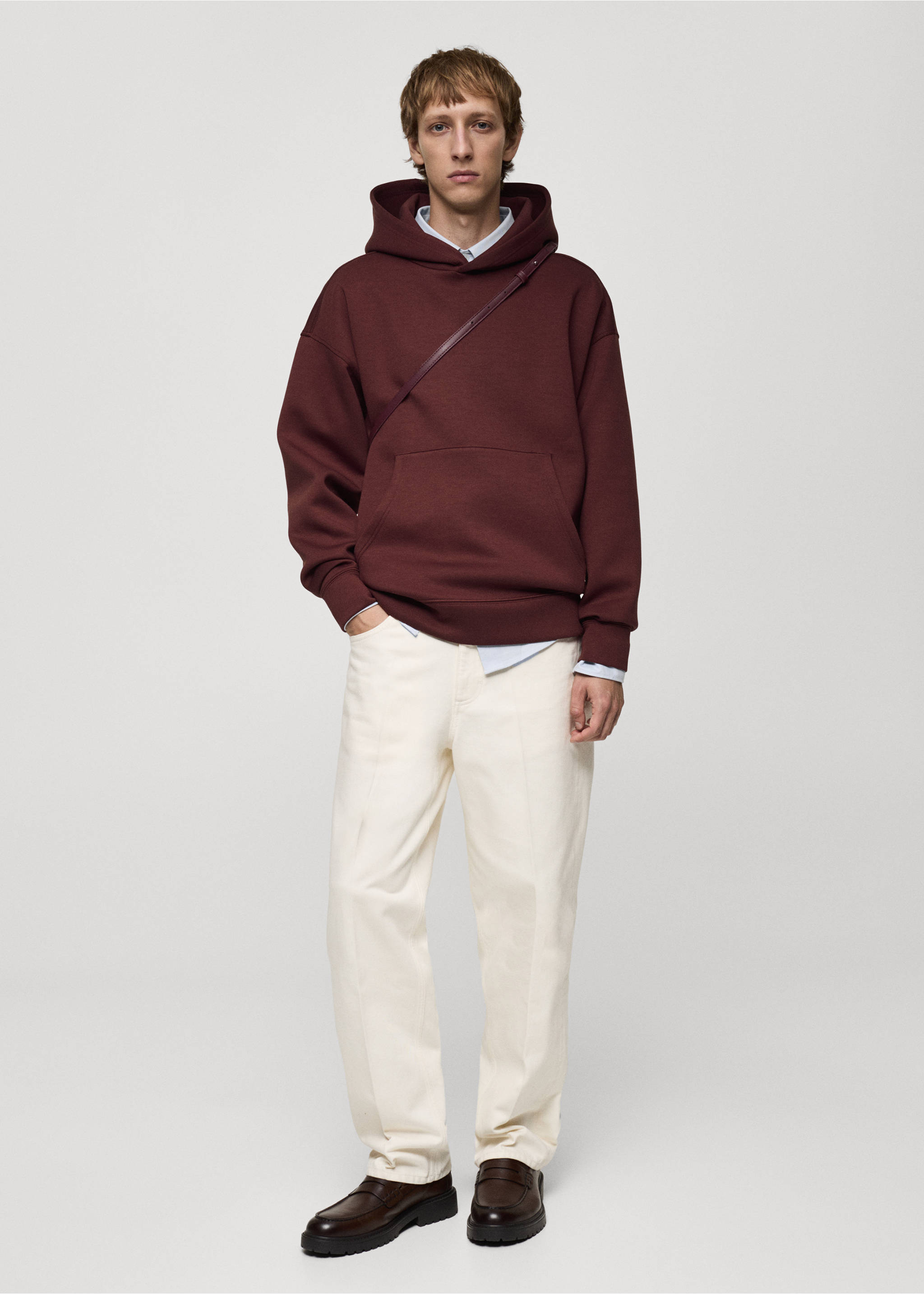 Sudadera capucha relaxed fit - Plano general, Burdeos. Ref: 77075638-00.