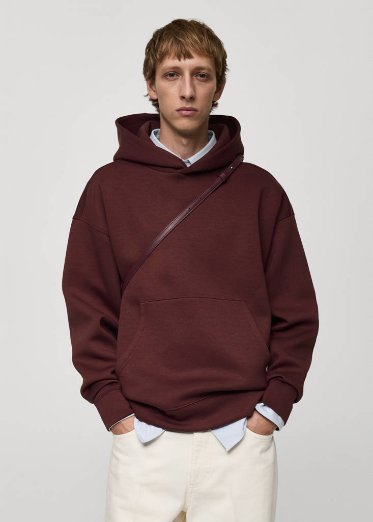 Relaxed-fit hooded sweatshirt — Burgundy