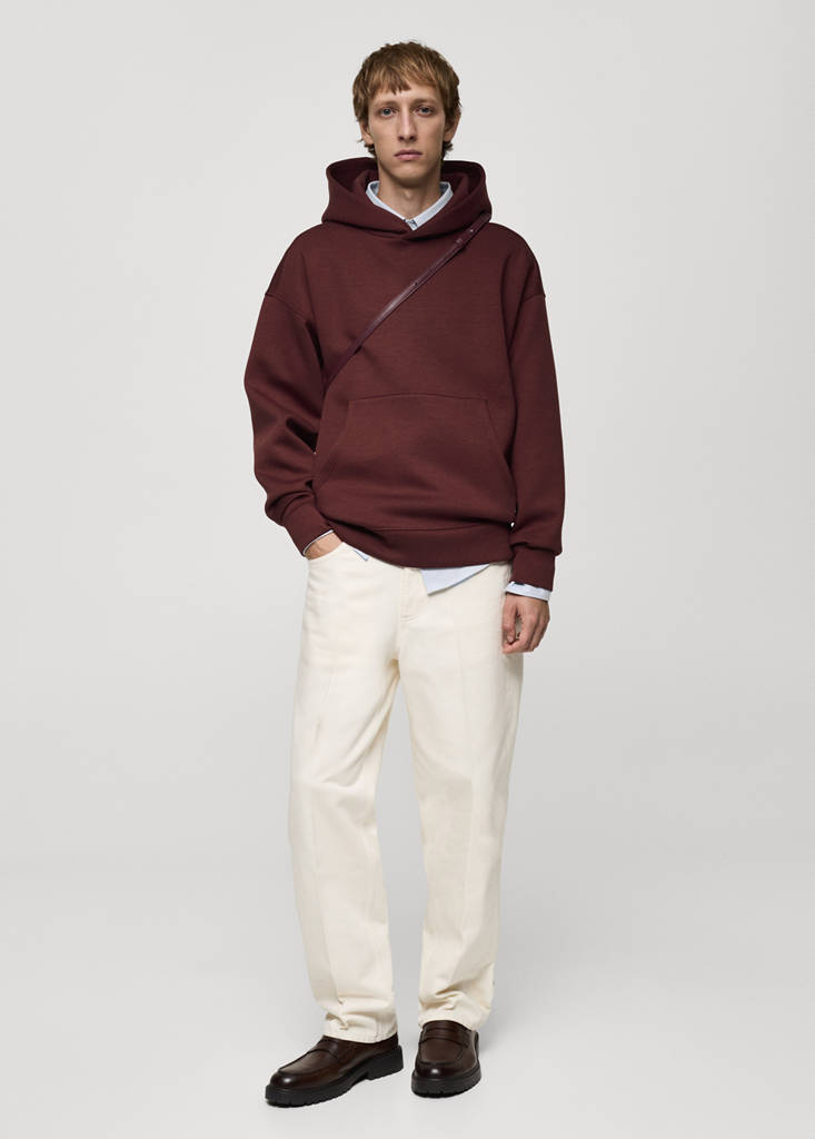 Relaxed-fit hooded sweatshirt — Burgundy