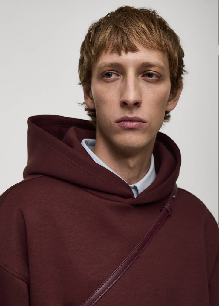Relaxed-fit hooded sweatshirt — Burgundy