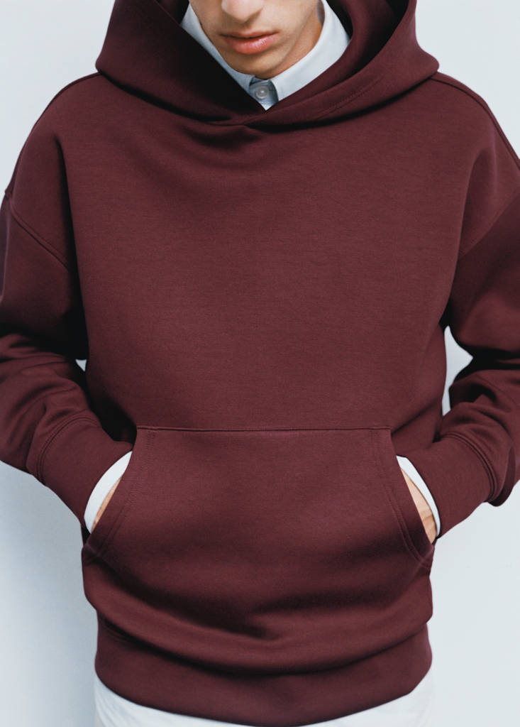 Relaxed-fit hooded sweatshirt — Burgundy
