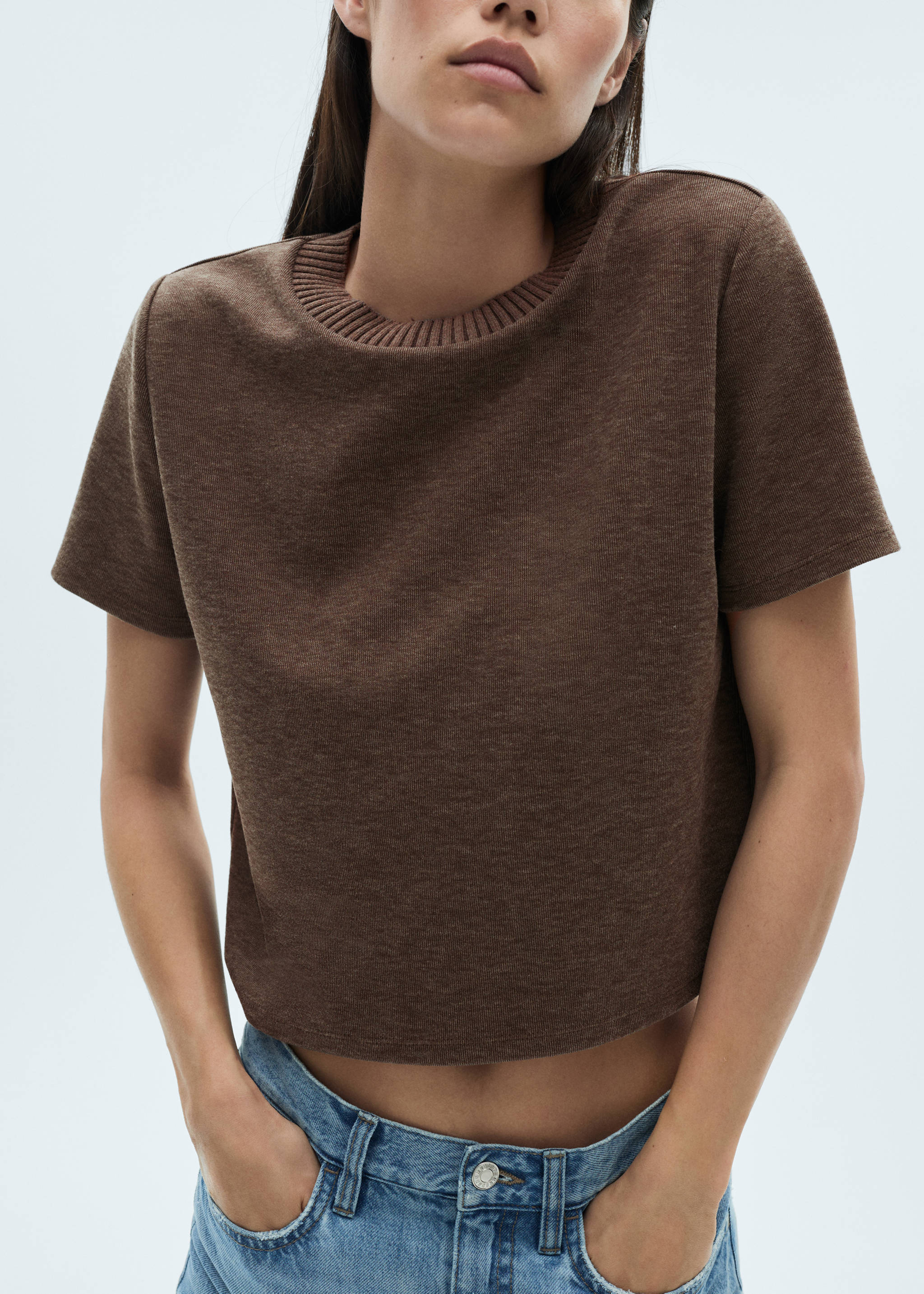 流苏细节露肩针织上衣 - null