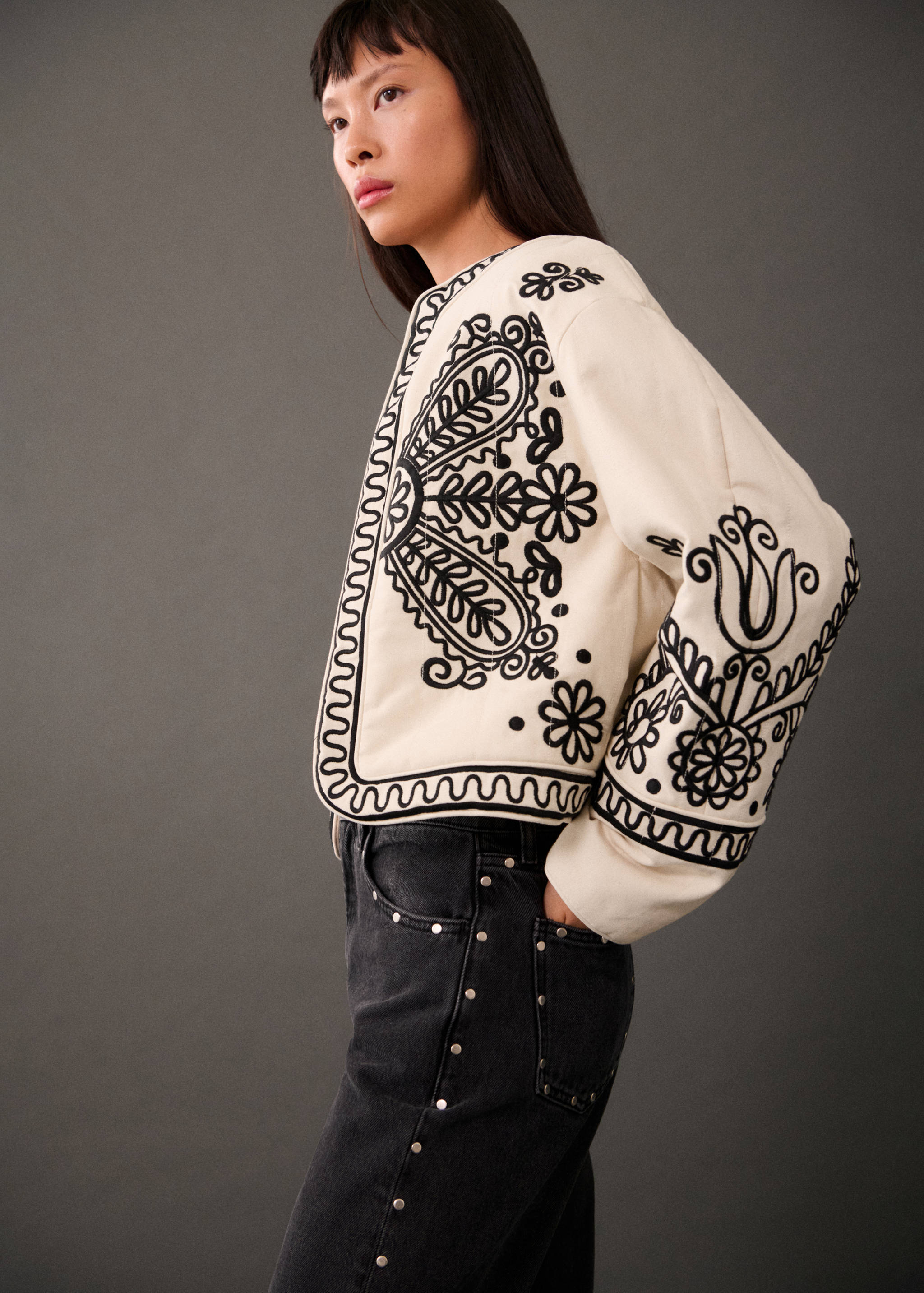 Embroidered cotton jacket - Medium plane