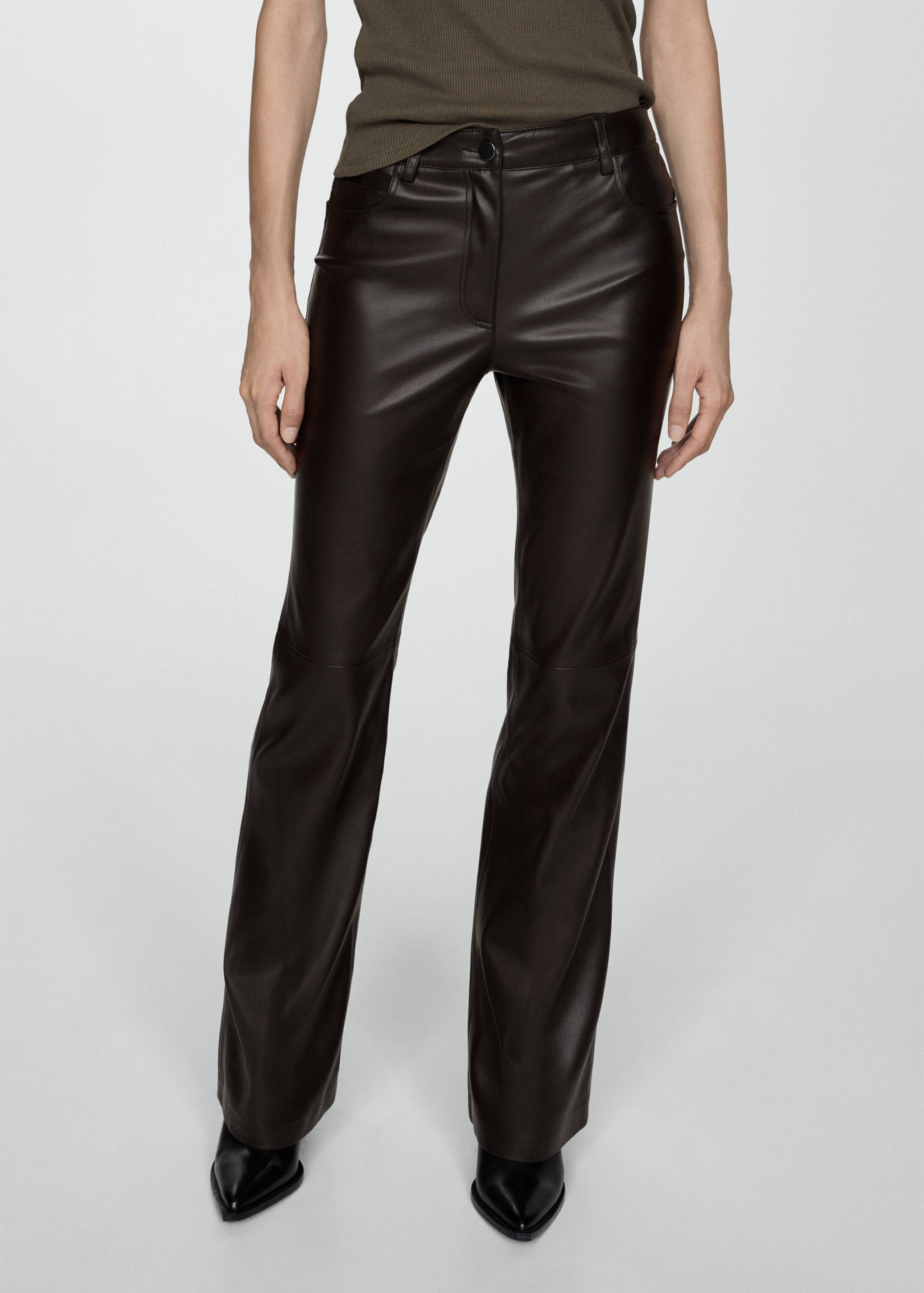 Faux-leather flared trousers - Medium plane